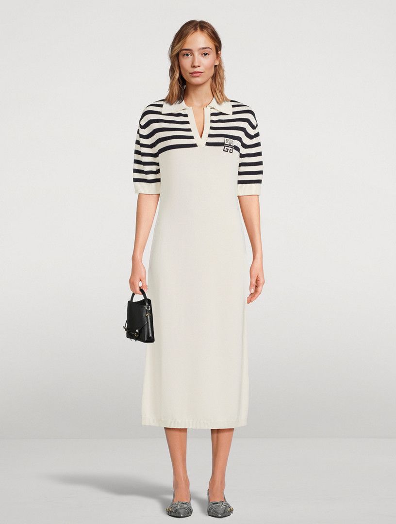 Givenchy o1w1db10325 Short Sleeves Long Polo Dress in White/Navy Size M / US 6-8 / IT 42-44 - 2 Thumbnail