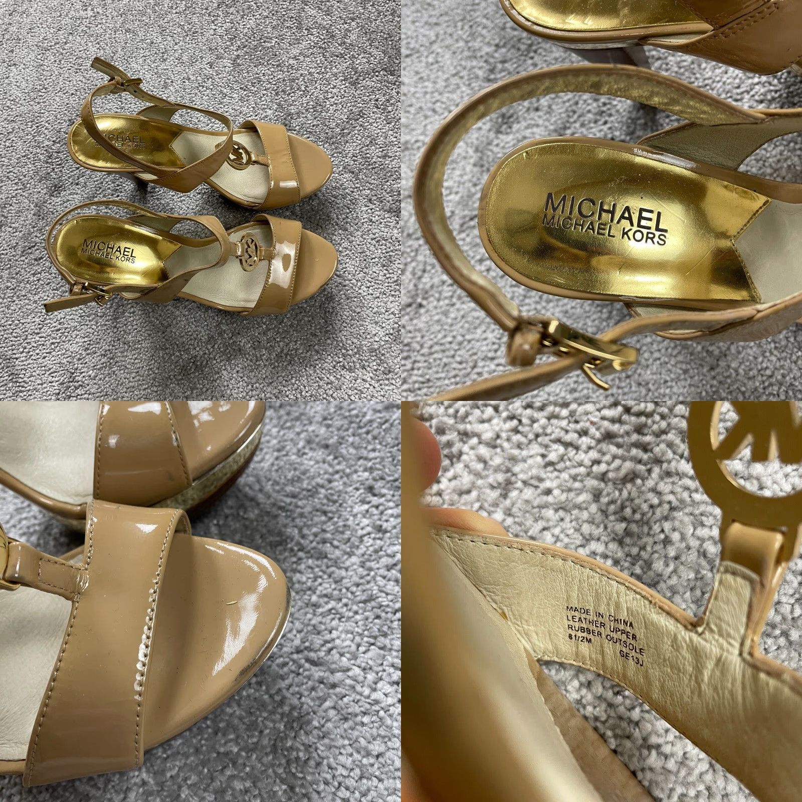 Michael Kors Michael Kors Sandal Womens 8.5 M Strappy Leather Embossed Logo Buckle Heel Cuban Size US 9 / IT 39 - 10 Thumbnail