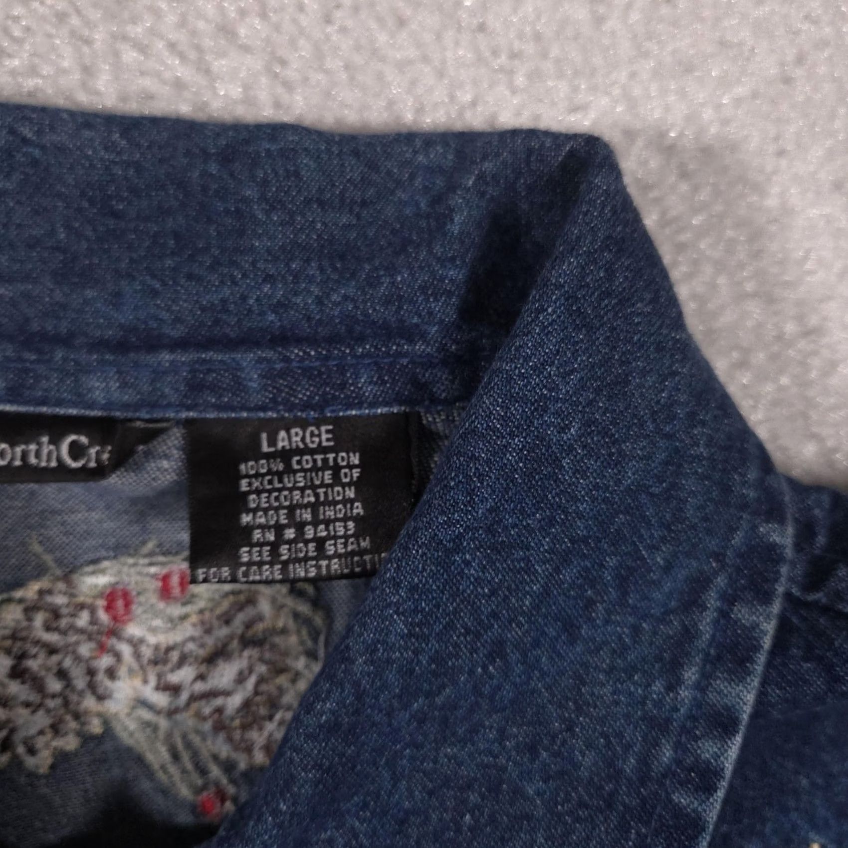 Denime VINTAGE NorthCrest Jacket Womens Large Blue Denim Fair Isle Pinecone Embroidered Holiday Size L / US 10 / IT 46 - 6 Thumbnail