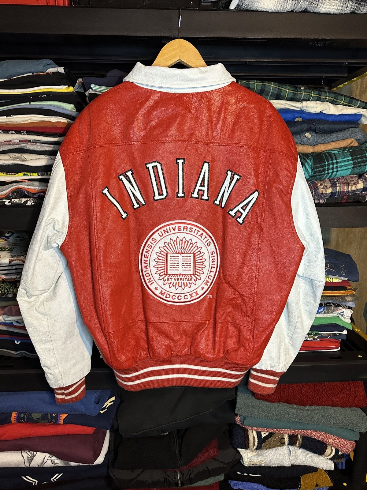 Vintage Vintage 90s IU Leather Jacket Size US L / EU 52-54 / 3 - 3 Thumbnail