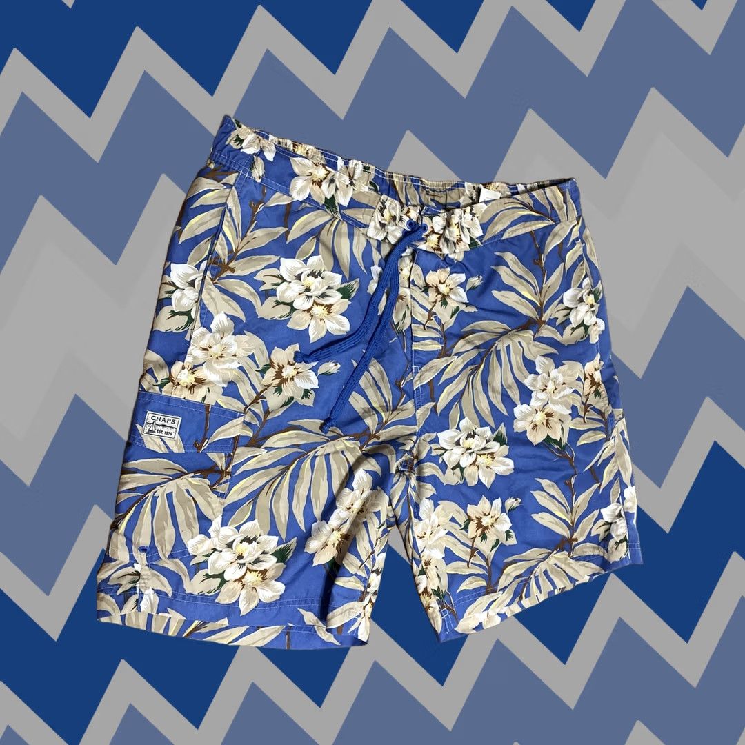 Chaps Chaps Hawaiian Floral Swim Shorts Trunks Swimsuit XL 9" inseam Blue Size US 36 / EU 52 - 1 Thumbnail