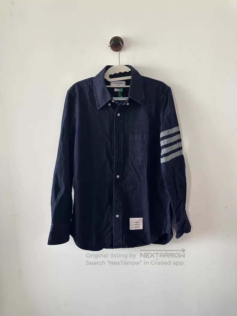 Thom Browne Thom Browne Navy blue sleeve logo shirt Size US S / EU 44-46 / 1 - 1 Thumbnail