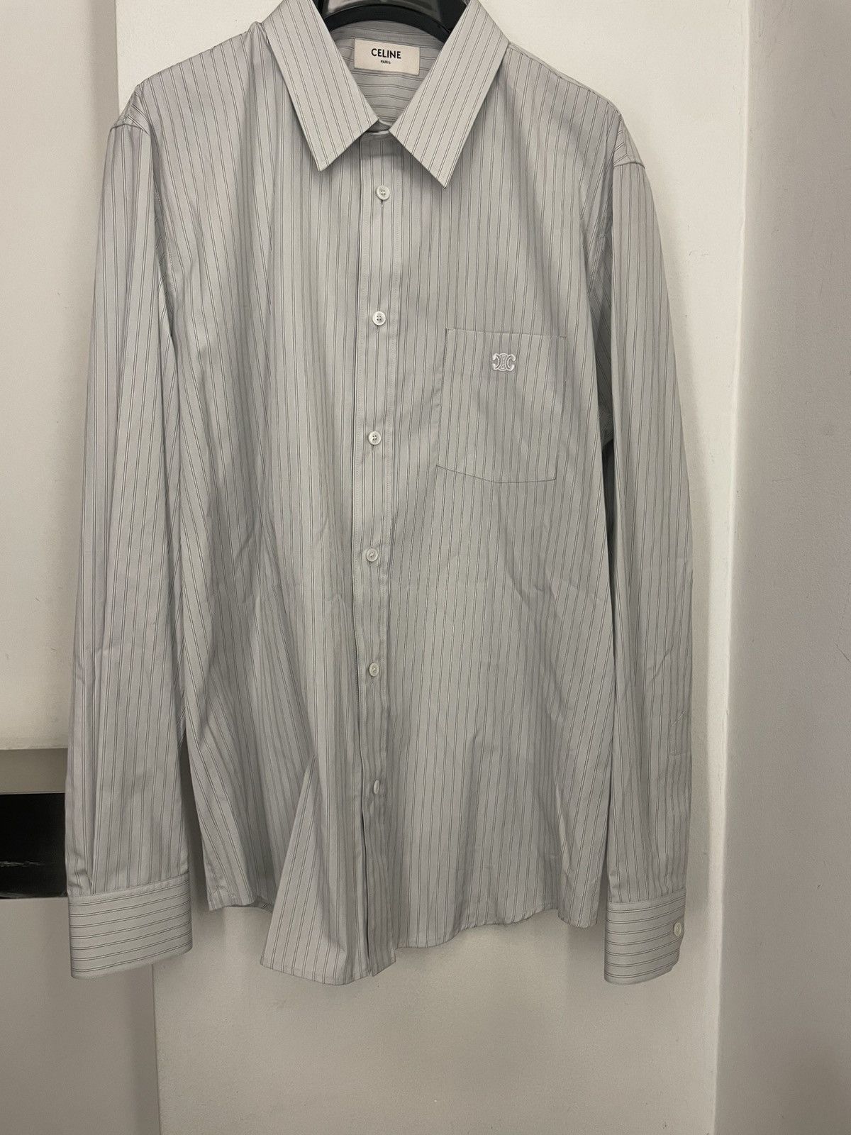 Celine LOOSE SHIRT IN STRIPED COTTON POPLIN Size US L / EU 52-54 / 3 - 1 Thumbnail