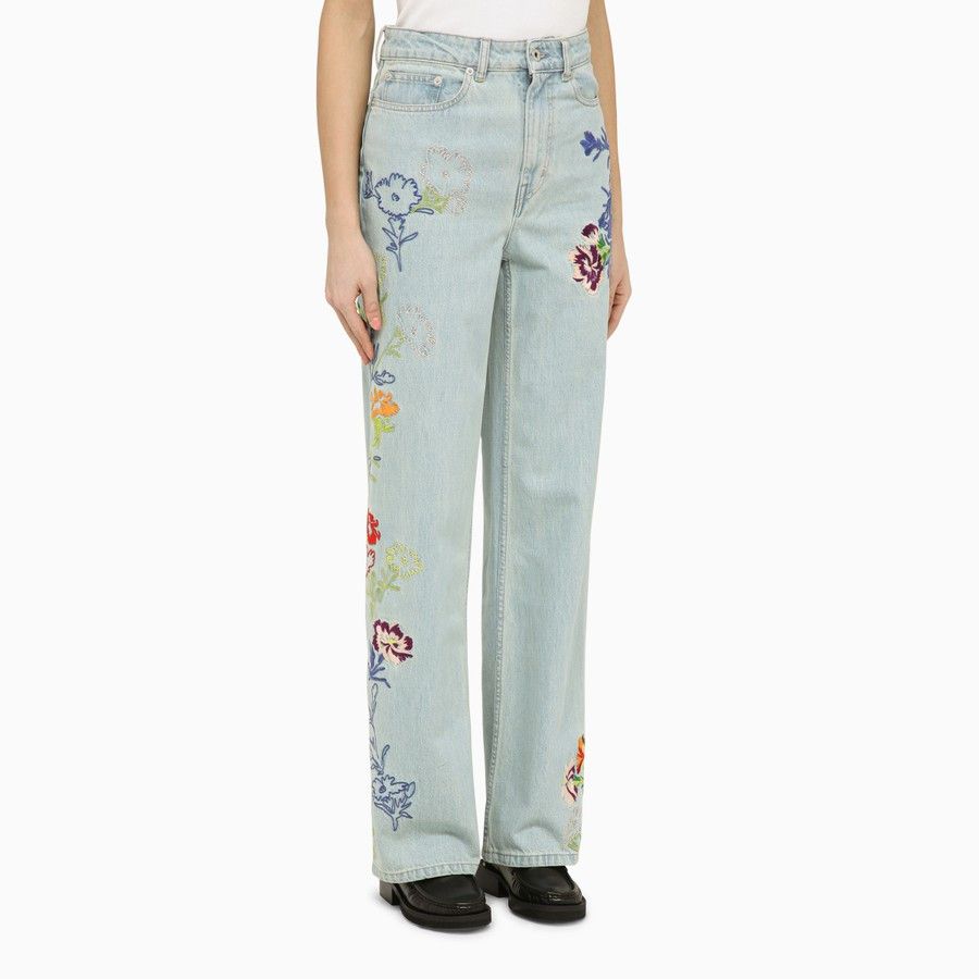 Kenzo o1d2blof0824 Jeans With Denim Flower Embroidery Size 25" / US 0 / IT 36 - 3 Thumbnail