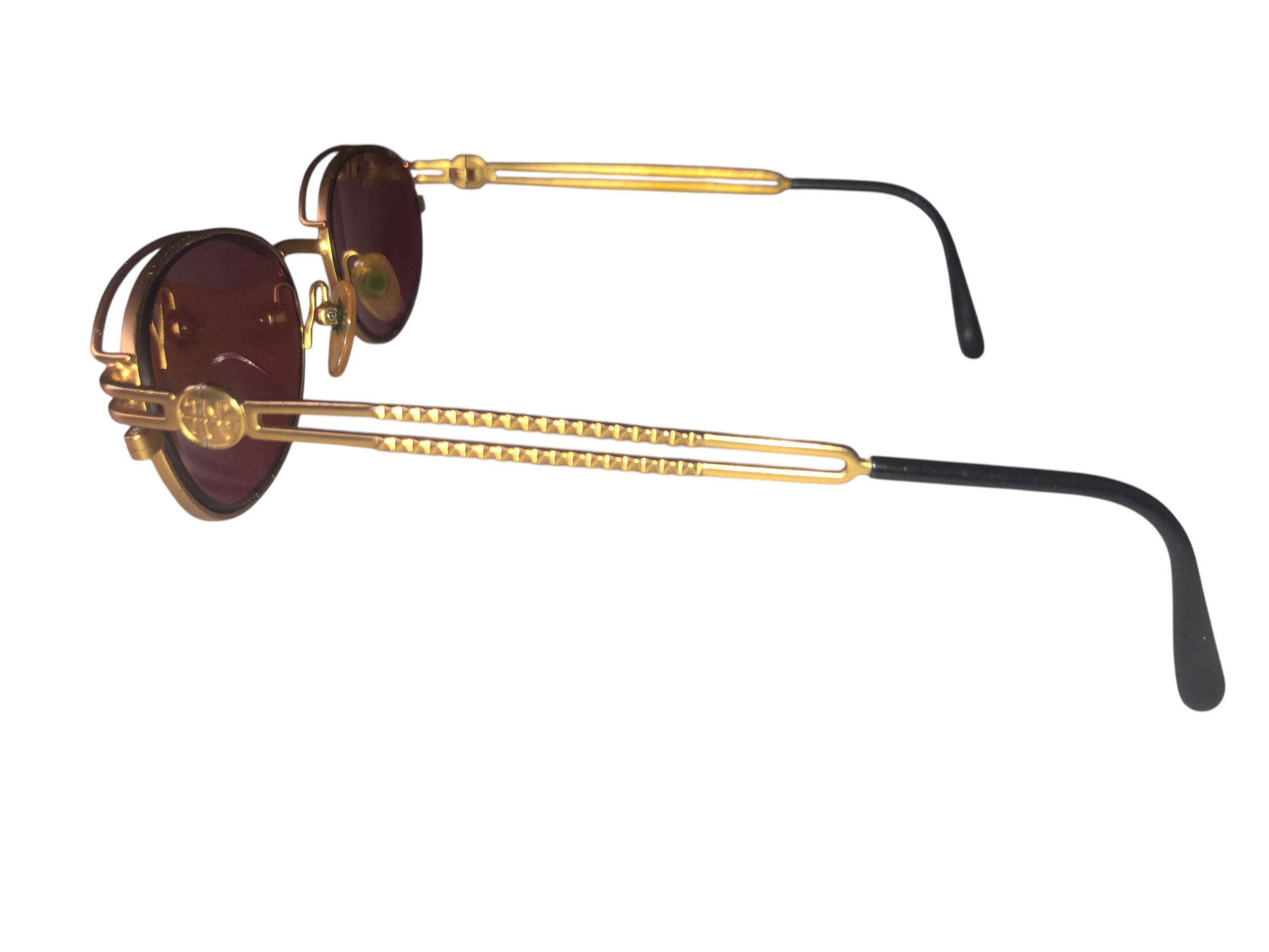 Jean Paul Gaultier 💯🔥Vintage JPG JEAN PAUL GAULTIER 58-6104 Gold Sunglasses Size ONE SIZE - 8 Thumbnail