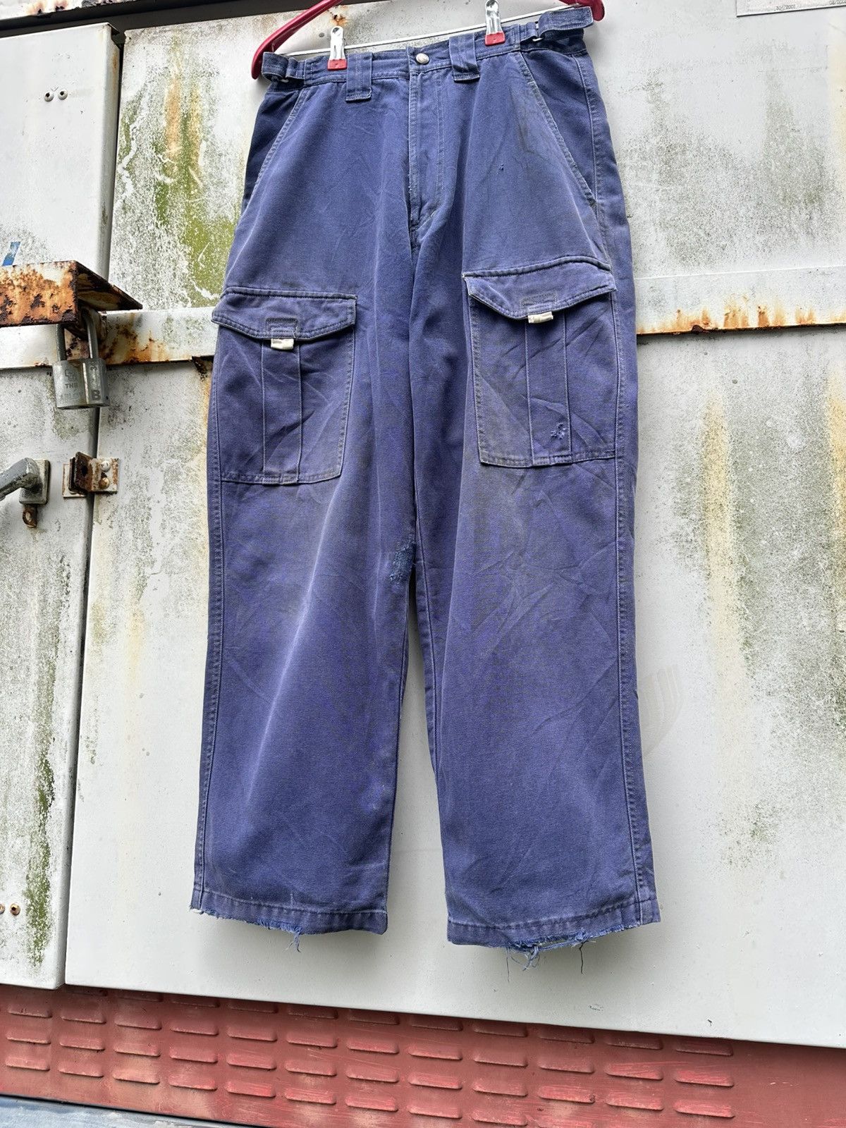 Vintage THRASHED Chore Pants Buckle Waist Workwear Size US 28 / EU 44 - 5 Thumbnail