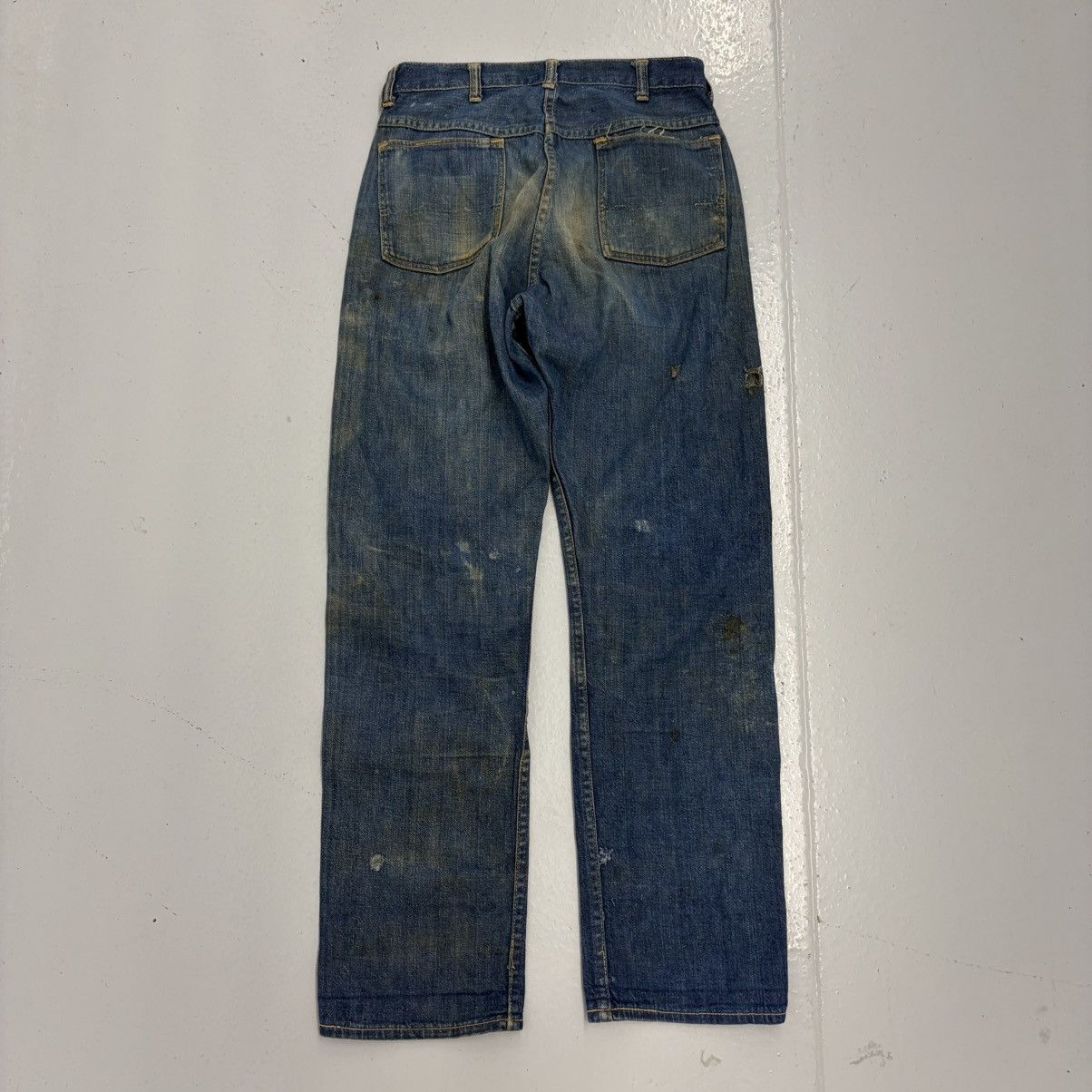 Other Vintage 50s Blue Bell? Dark Distressed Workwear Jeans 27x28 Size 27" / US 4 / IT 40 - 3 Thumbnail