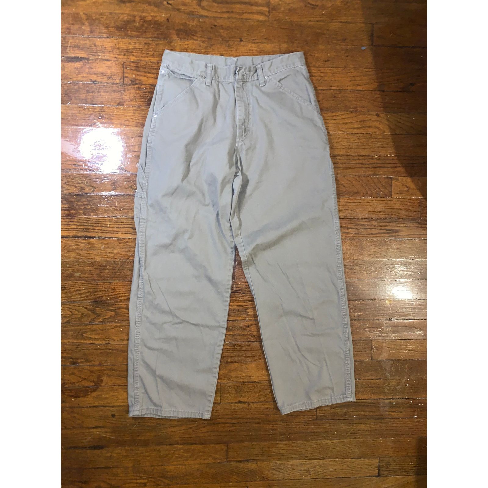 Vintage × Wrangler Wrangler Carpenter Pants Gray Beige 28x28 Tagged 30x30 Size US 30 / EU 46 - 1 Thumbnail