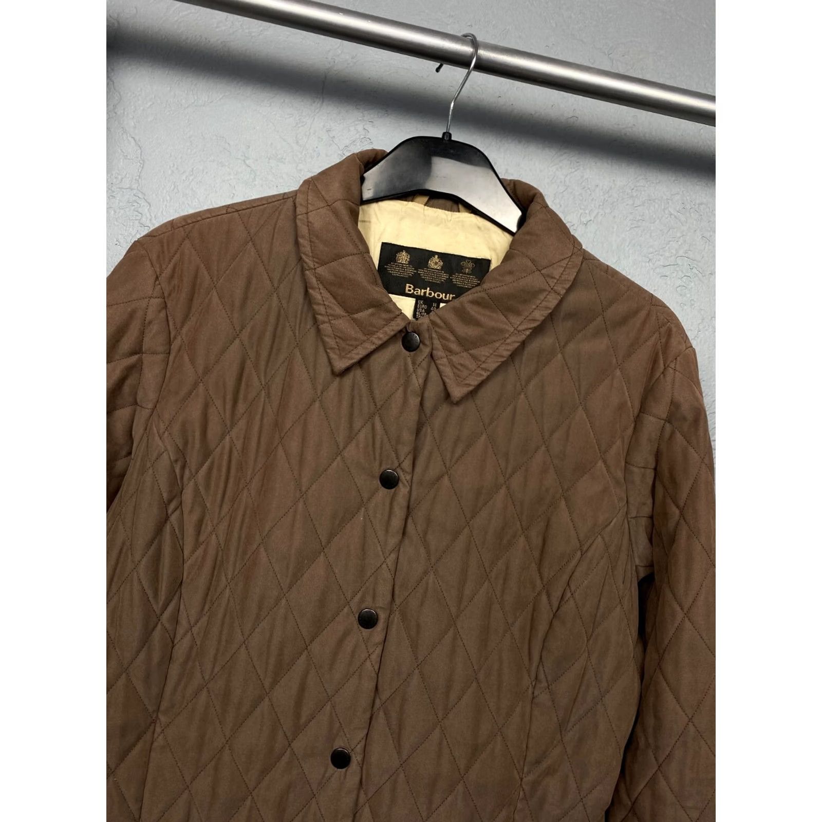 Barbour VINTAGE Barbour Jacket Women Quilted Short M'Fibre UK 14 Brown - Barbour Vintage Womens Shaped M'Fibre Short Quilted Jacket UK 14 Size 36" / US 14 / IT 50 - 2 Thumbnail