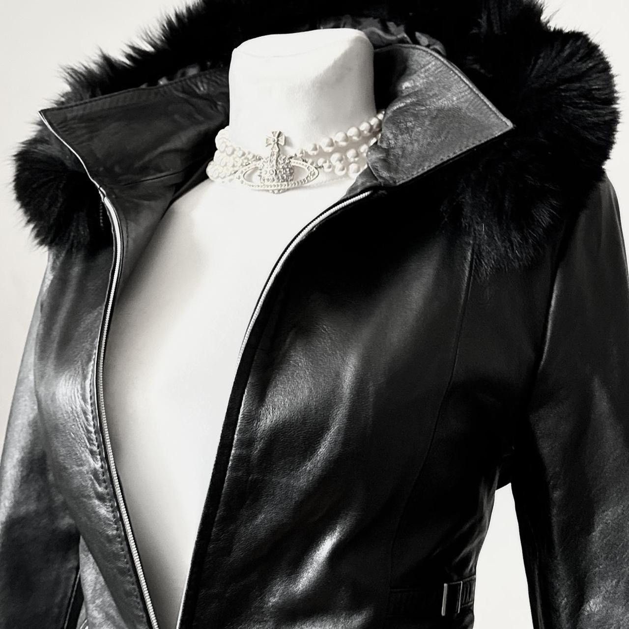 Vintage So sick fitted leather biker avant garde jacket with hood Size M / US 6-8 / IT 42-44 - 2 Thumbnail