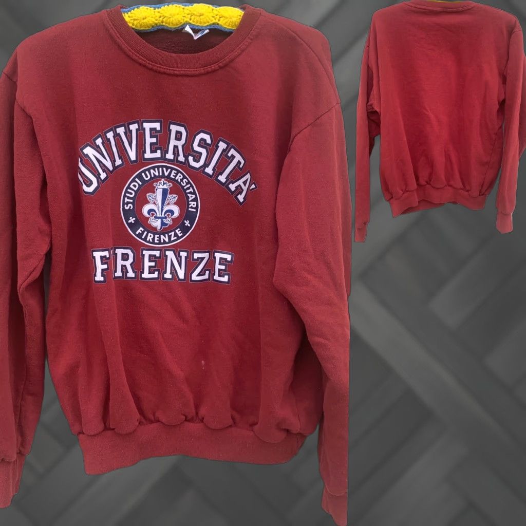 Spell VINTAGE Universita Firenze Sweatshirt Made in Italy L Logo Spell out Mens Sweatshirt Crew Neck Red 90s University Graphic Print Size US L / EU 52-54 / 3 - 1 Thumbnail