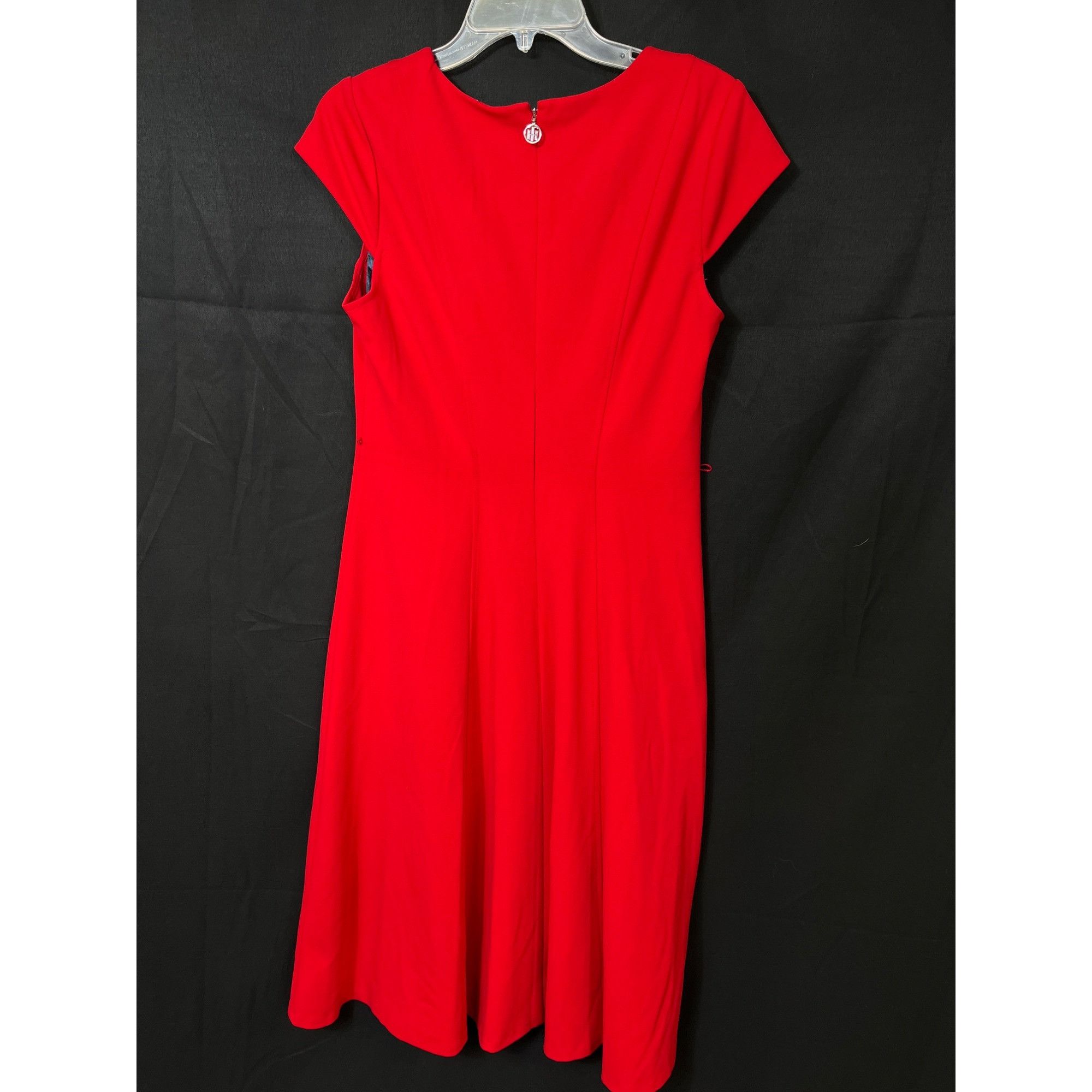 Tommy Hilfiger Tommy Hilfiger SKU 7616 Red Midi Dress With Cap Sleeves Size Size L / US 10 / IT 46 - 2 Thumbnail