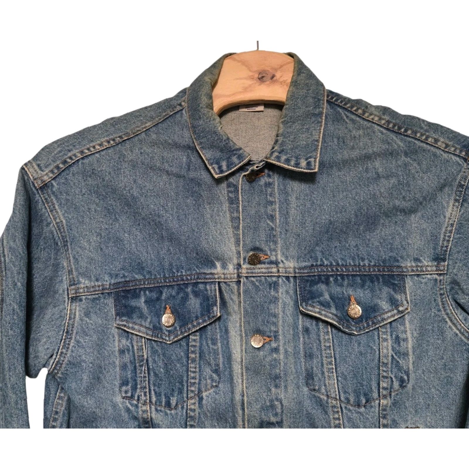Vintage Vtg Rolling Rock Beer Jacket Mens M Denim Jean Made in USA 1980s Jacket Size US 31 - 3 Thumbnail