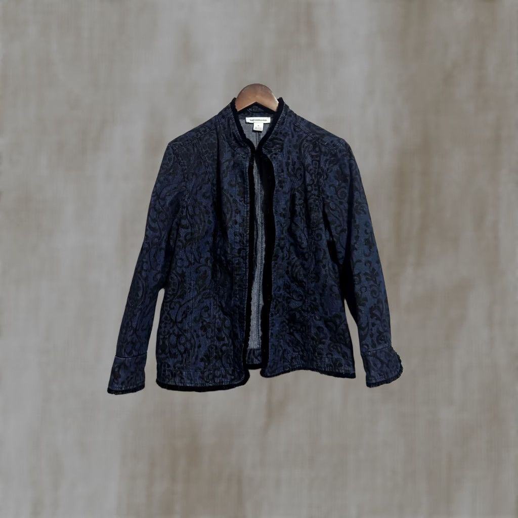 Liz Claiborne Liz Claiborne Jacket Women XL Blue Paisley Cotton Mid-Length Patterned Regular Coat/Jacket Size XL / US 12-14 / IT 48-50 - 1 Thumbnail