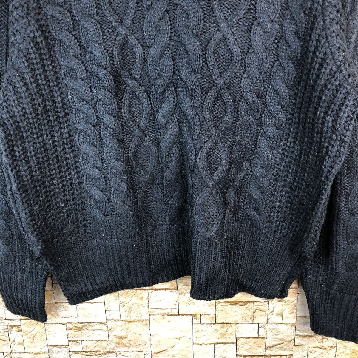 Homespun Knitwear × Japanese Brand Earth Music Econology Dark Blue cable Knitwear #A1223 Size US S / EU 44-46 / 1 - 6 Thumbnail