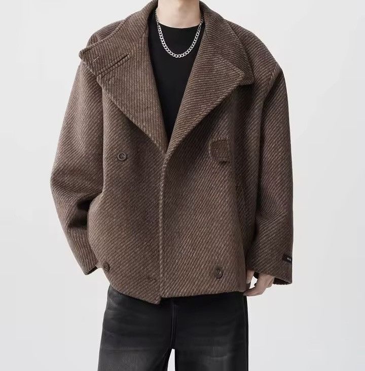 Casual Retro Vintage Striped Trench Loose Coat Y2k