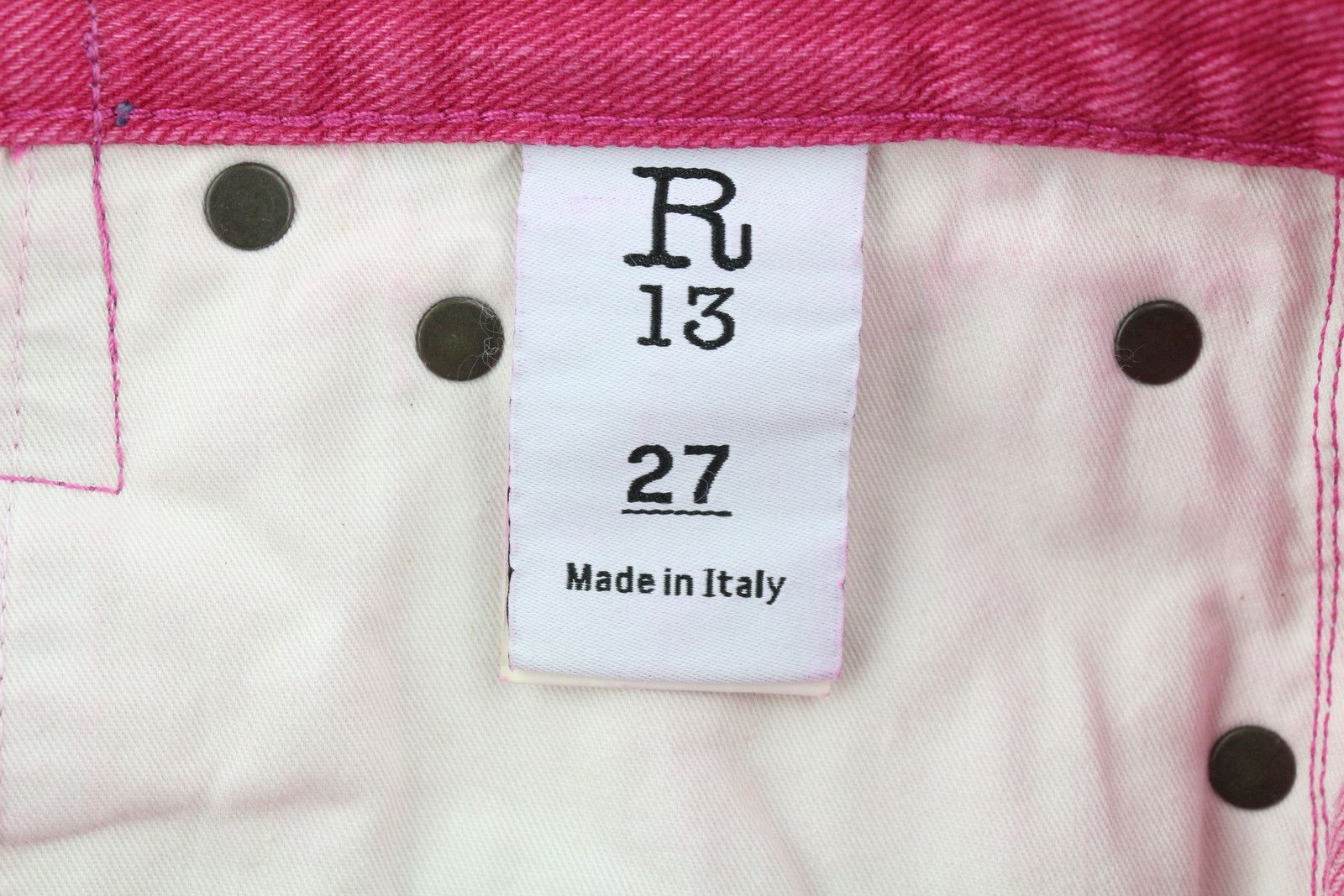 R13 DAMON PLEATED 27 Vivid Pink Flared Zip Fly Logo 85460 Size 27" / US 4 / IT 40 - 8 Thumbnail