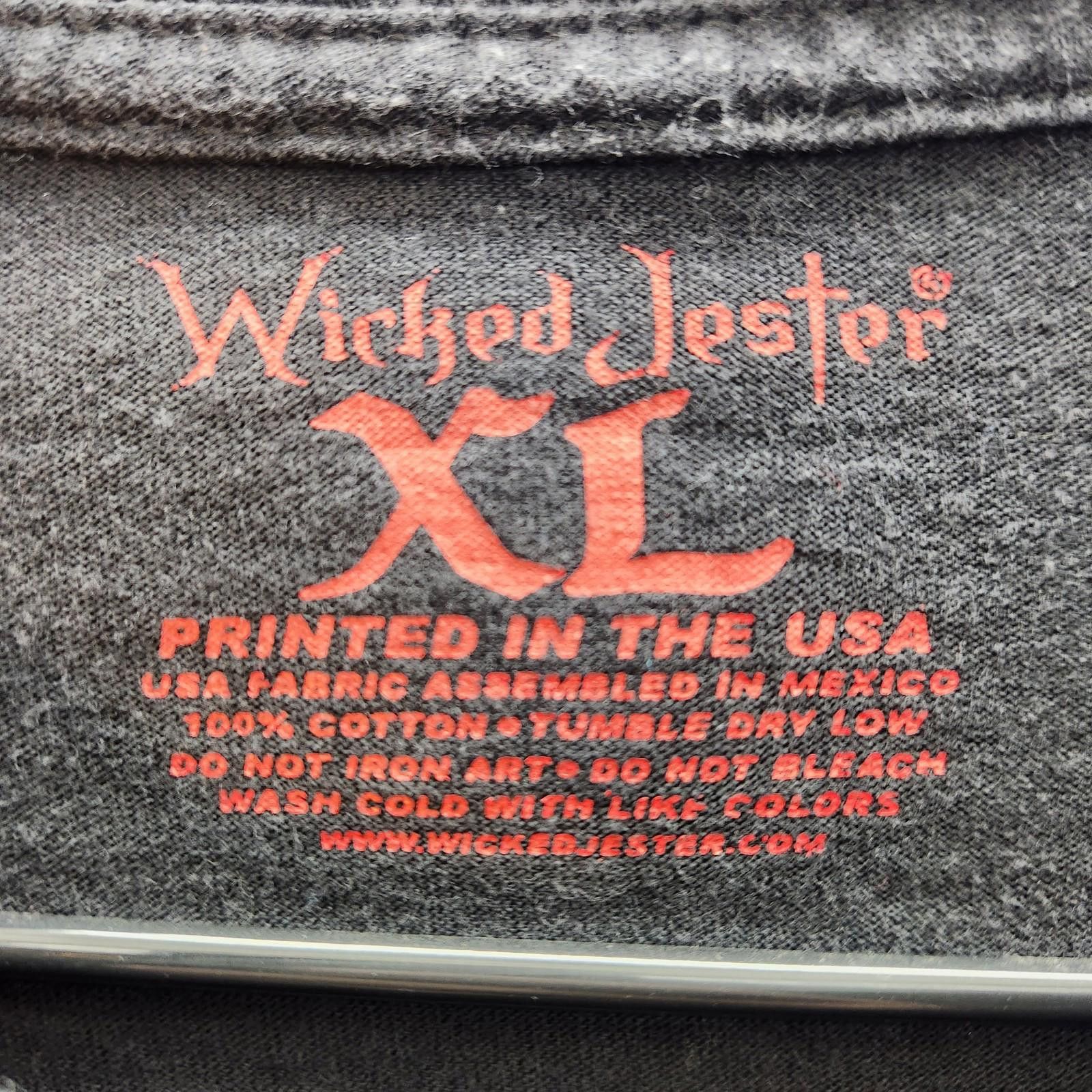 Designer Wicked Jester Motto Tshirt Black Size XL Vintage 2004 Size US XL / EU 56 / 4 - 3 Thumbnail