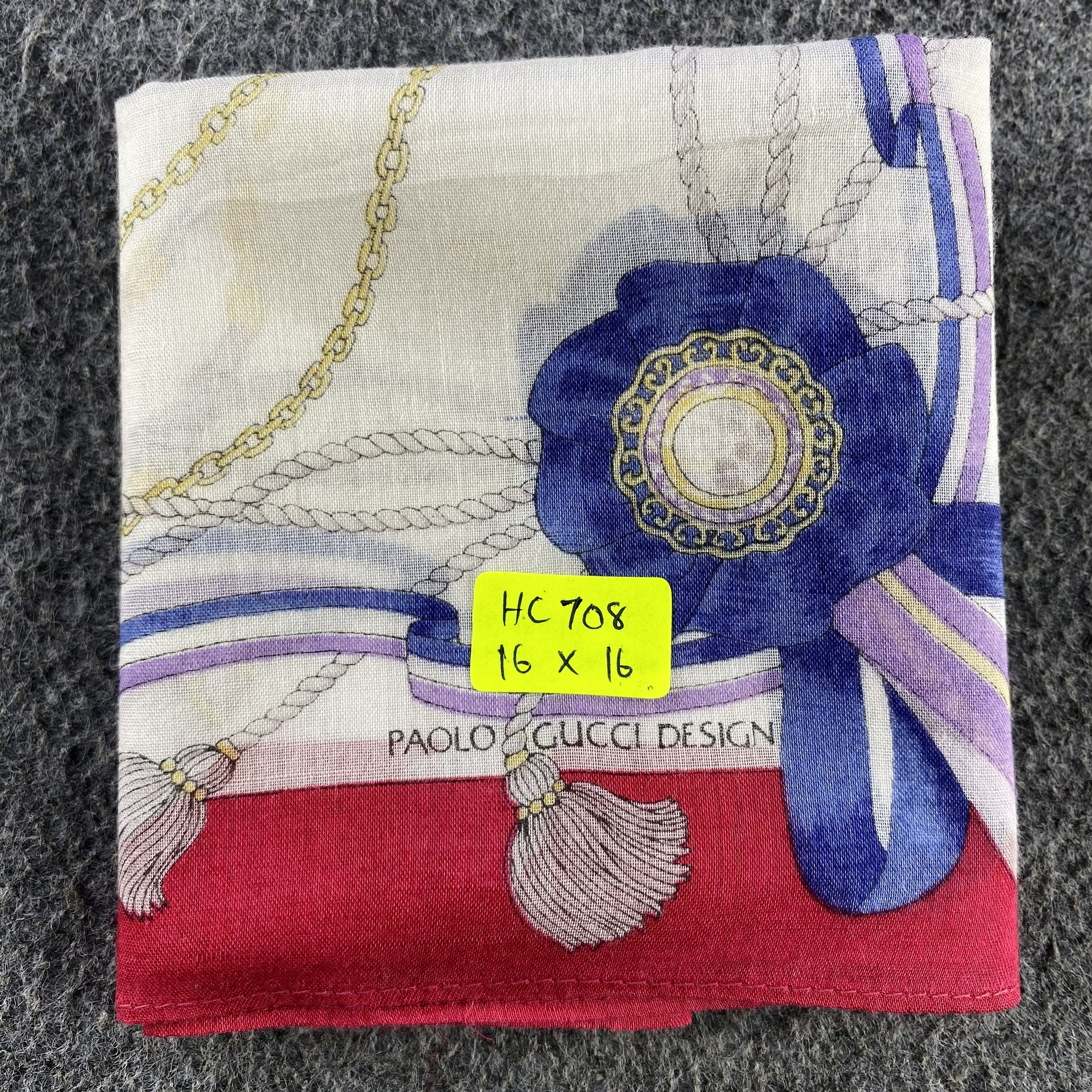 Paolo Gucci × Vintage Paolo Gucci Handkerchief/Neckerchief/Bandana HC708 Size ONE SIZE - 5 Thumbnail