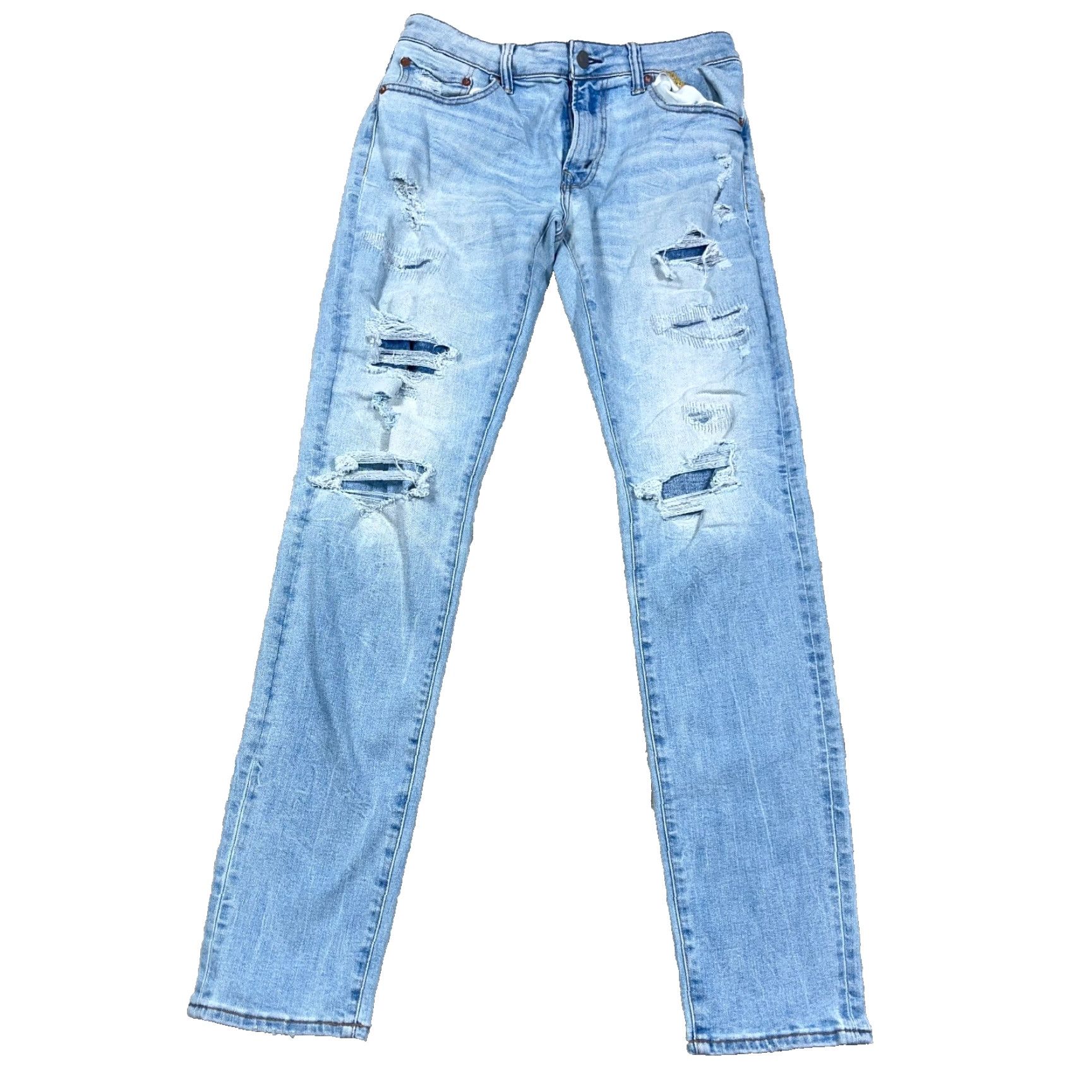 American Eagle Outfitters American Eagle Outfitters Jeans Men 30x34 Athletic Skinny Light Wash Distressed 5-Pocket Denim Blue(Size 30) Mens Size US 30 / EU 46 - 2 Thumbnail