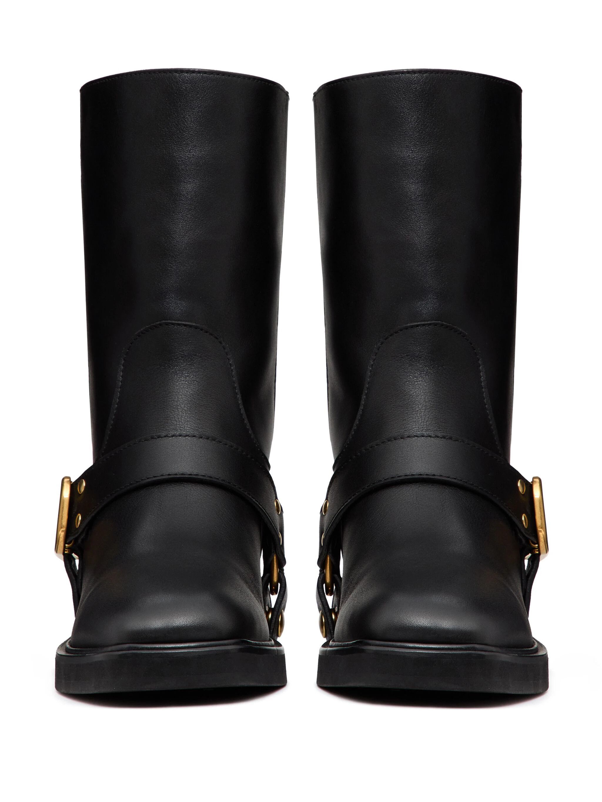 Valentino o1s22i1n0924 Vlogo Signature Leather Biker Boots in Black Size US 6 / IT 36 - 4 Thumbnail