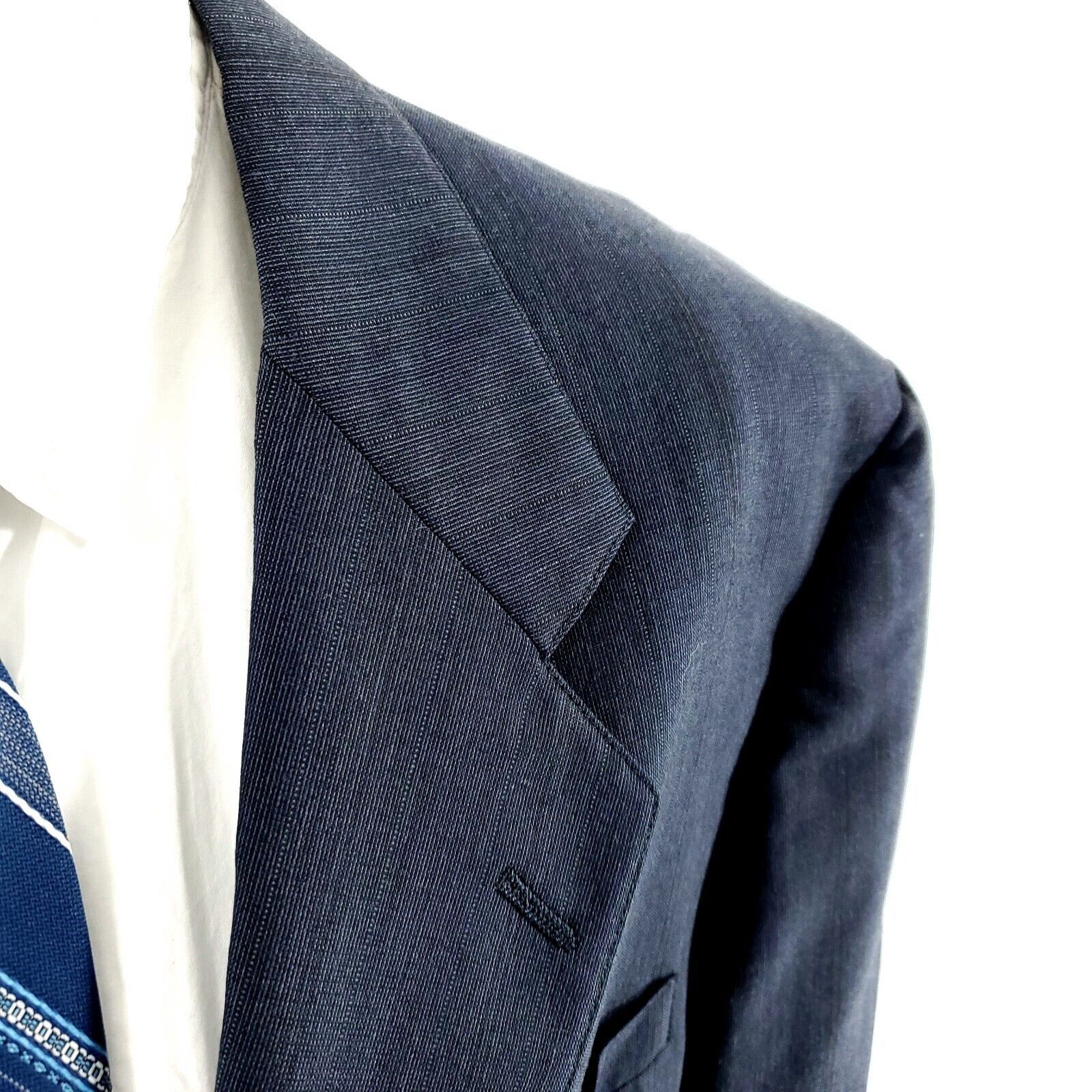 Hart Schaffner Marx DAMAGED Hart Schaffner Marx Wool 2 Button Blazer 44R Blue Po Size 44R - 2 Thumbnail