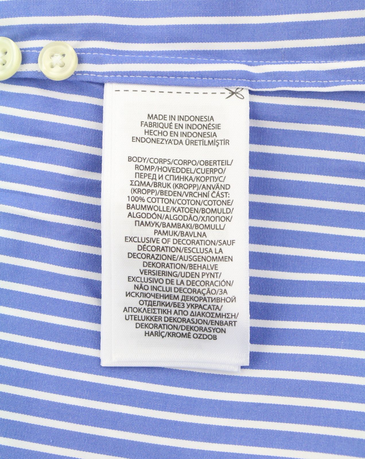 Ralph Lauren M Blue Striped Cutaway Neck Custom Fit Button-Up 87016 Size US M / EU 48-50 / 2 - 10 Thumbnail