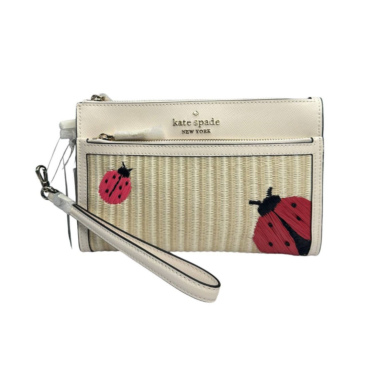 Kate Spade Kate Spade Dottie Embroidered Ladybug Medium Staw Wristlet Size ONE SIZE - 1 Thumbnail