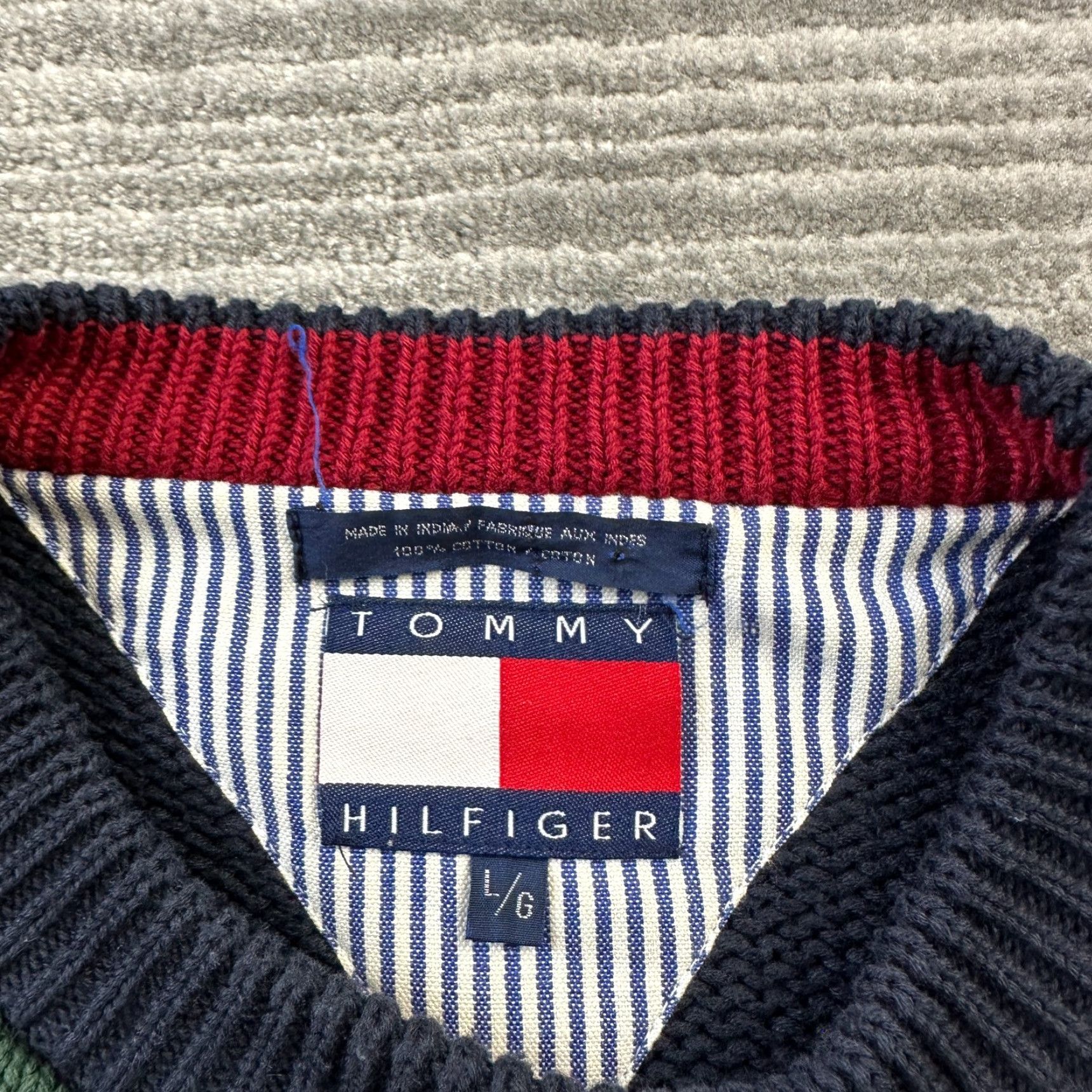 Tommy Hilfiger VINTAGE Tommy Hilfiger Sweater Mens Large Blue Pullover Cable Knit Heavy Chunky Size US L / EU 52-54 / 3 - 7 Thumbnail