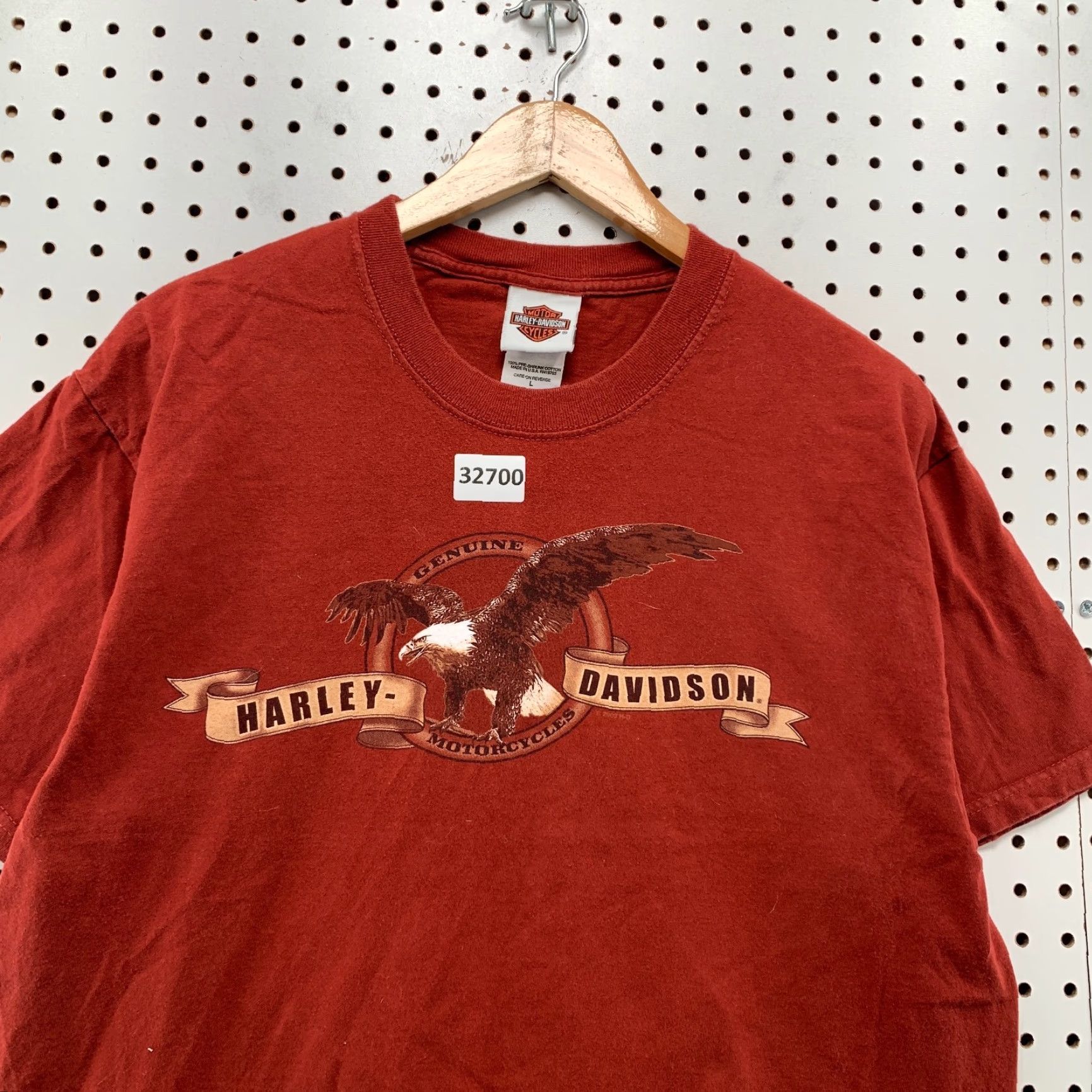 Harley Davidson VINTAGE Harley-Davidson Motorcycle T-Shirt Mens Large Orange Eagle Spell Out 21x27.5 Retro 90s Size US L / EU 52-54 / 3 - 7 Thumbnail