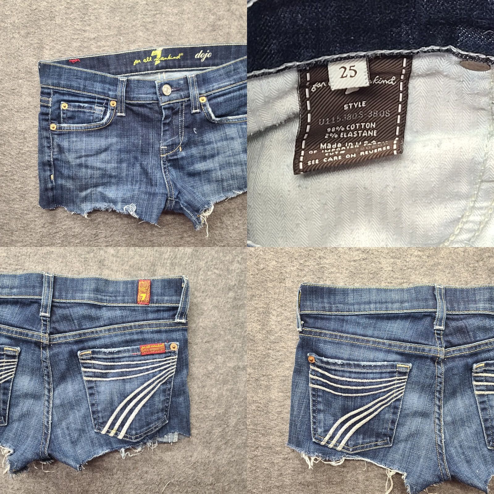 7 For All Mankind VINTAGE 7 For All Mankind Cut Off Shorts Womens 25 Dojo Distressed Stretch Booty Daisy Denim Blue Pocket 5-Pocket Logo Embroidered Size 42" / US 20 - 8 Thumbnail