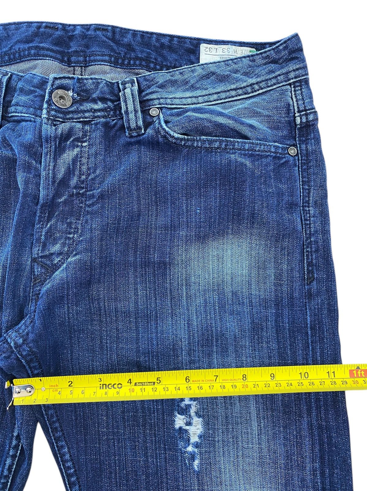 Diesel Diesel Blue Wash Ripped Style Boot Cut Jeans Size US 33 - 7 Thumbnail