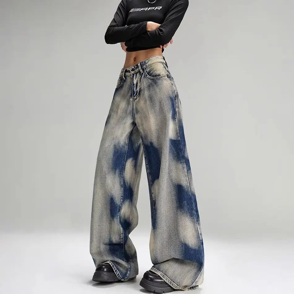 Japanese Brand Retro loose wide leg high street tie dye jeans Size US 32 / EU 48 - 3 Thumbnail