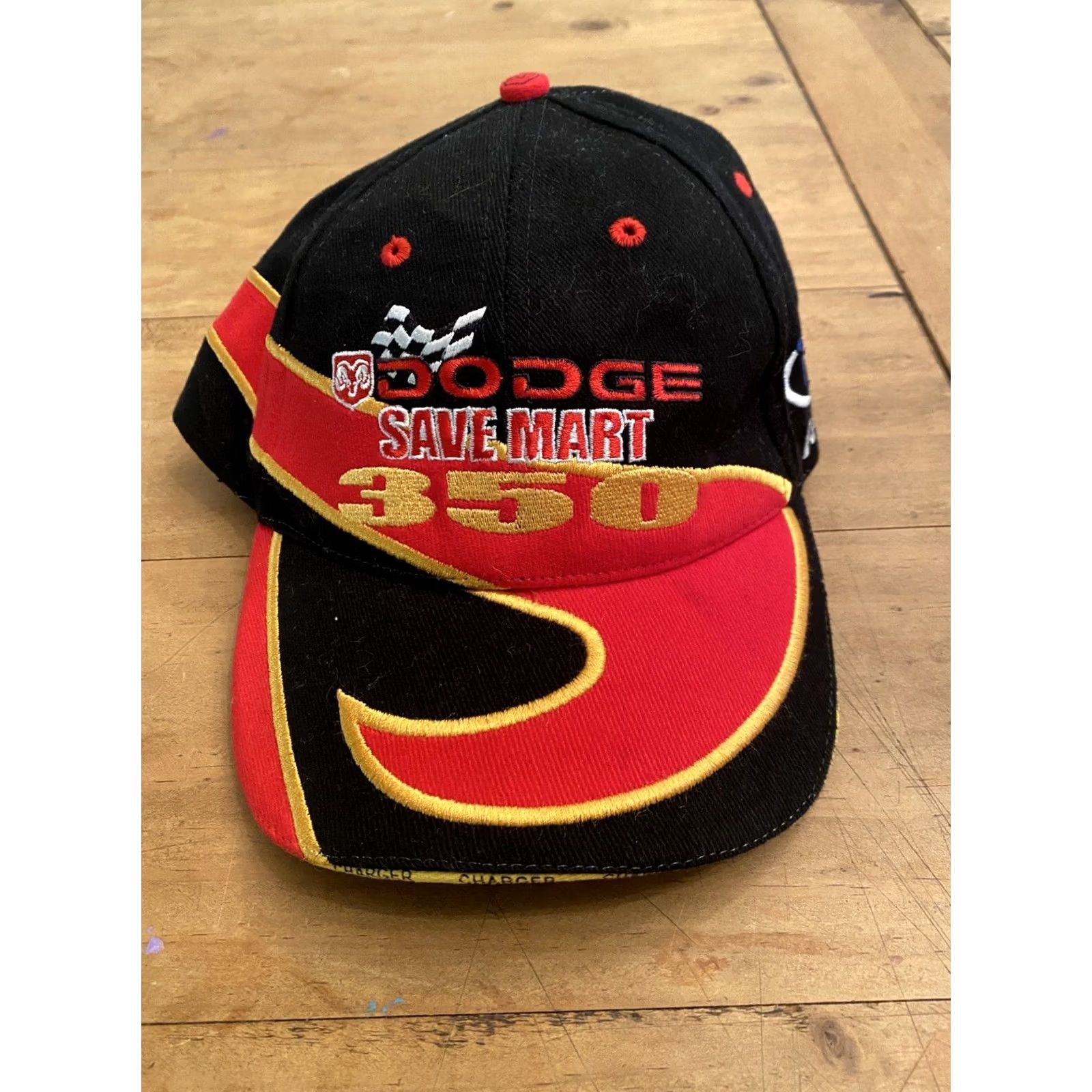 NASCAR Dodge Save Mart 350 Baseball Hat Cap Infineon Raceway 2005 Sonoma NASCAR Adjust Mens One Size Black Red White Embroidered Adjustable Cap Size ONE SIZE - 2 Thumbnail