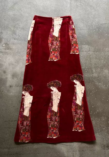 Bajra bajra Maid Print Velvet Skirt Size 30" / US 8 / IT 44 - 1 Thumbnail