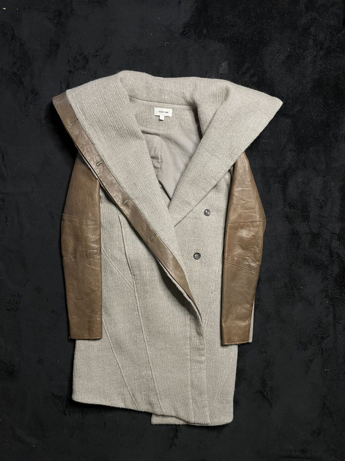 Helmut Lang Archive 2012 Helmut Lang Coat Leather Sleeve Woman‘s Size S Size S / US 4 / IT 40 - 5 Thumbnail