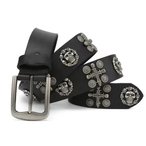 VIBE Cross Skull Rivet Belt Size ONE SIZE - 6 Thumbnail