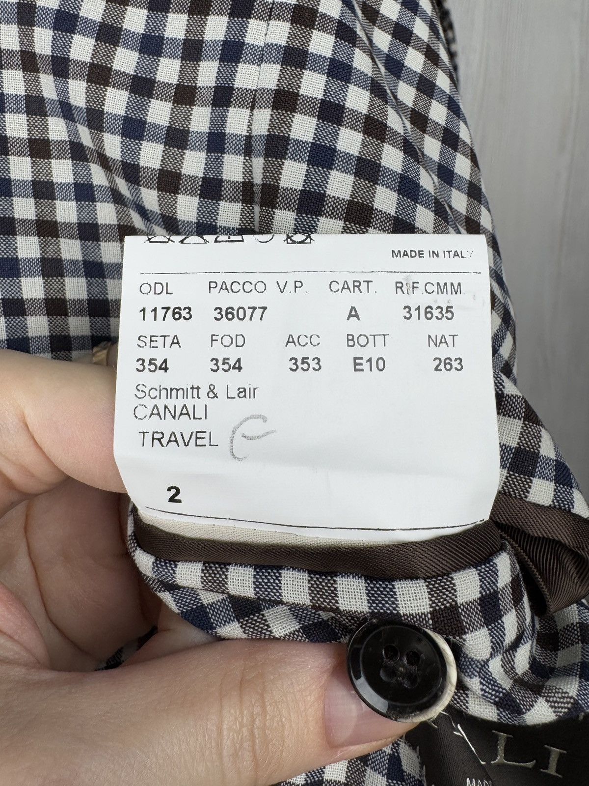 Canali Canali Italy Wool Cotton Travel Checkered 2 button blazer Size 46R - 12 Thumbnail