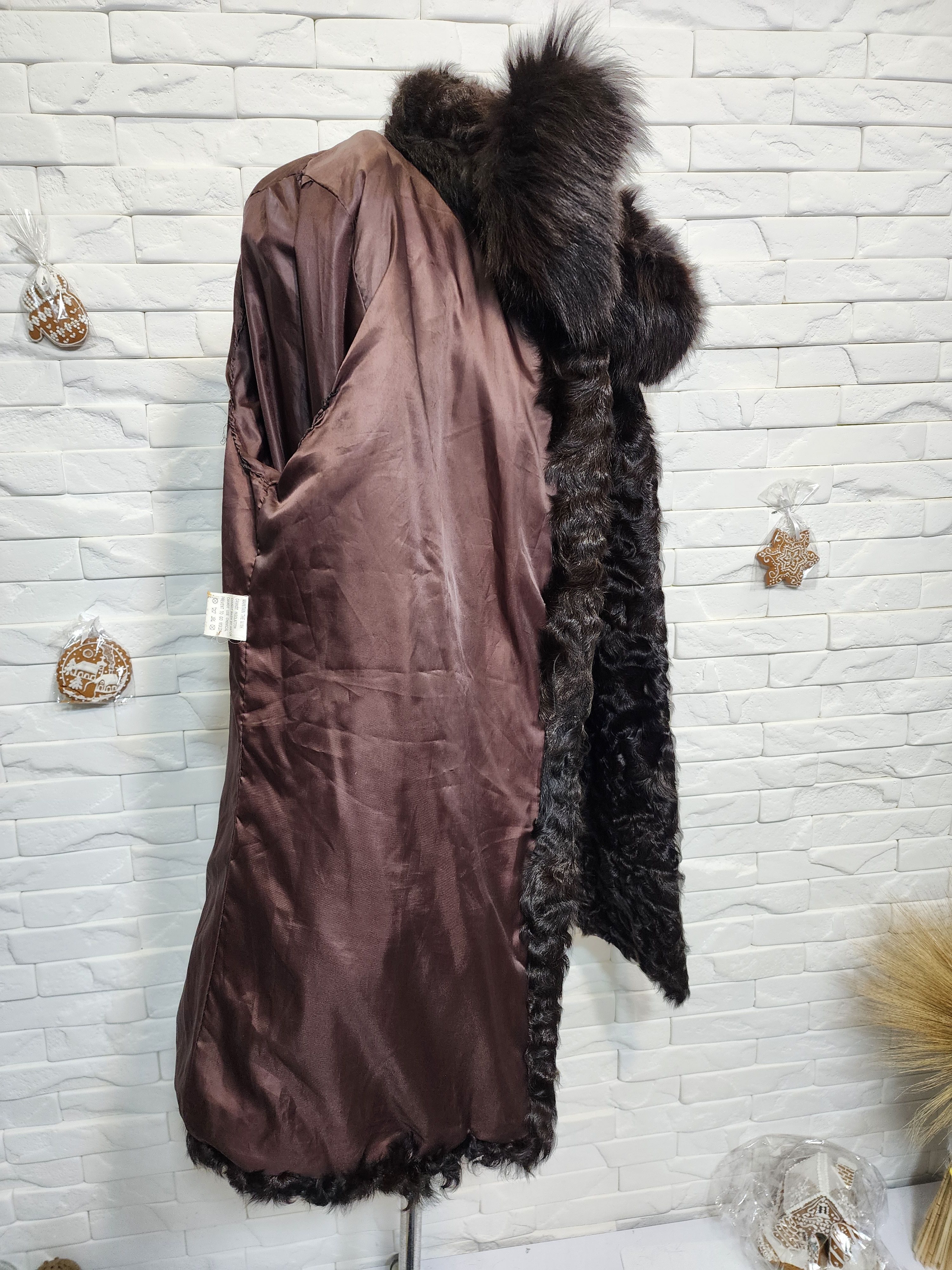 Furla Black Goat Fur Coat: Women's Warm Hooded Outerwear Size L / US 10 / IT 46 - 10 Thumbnail