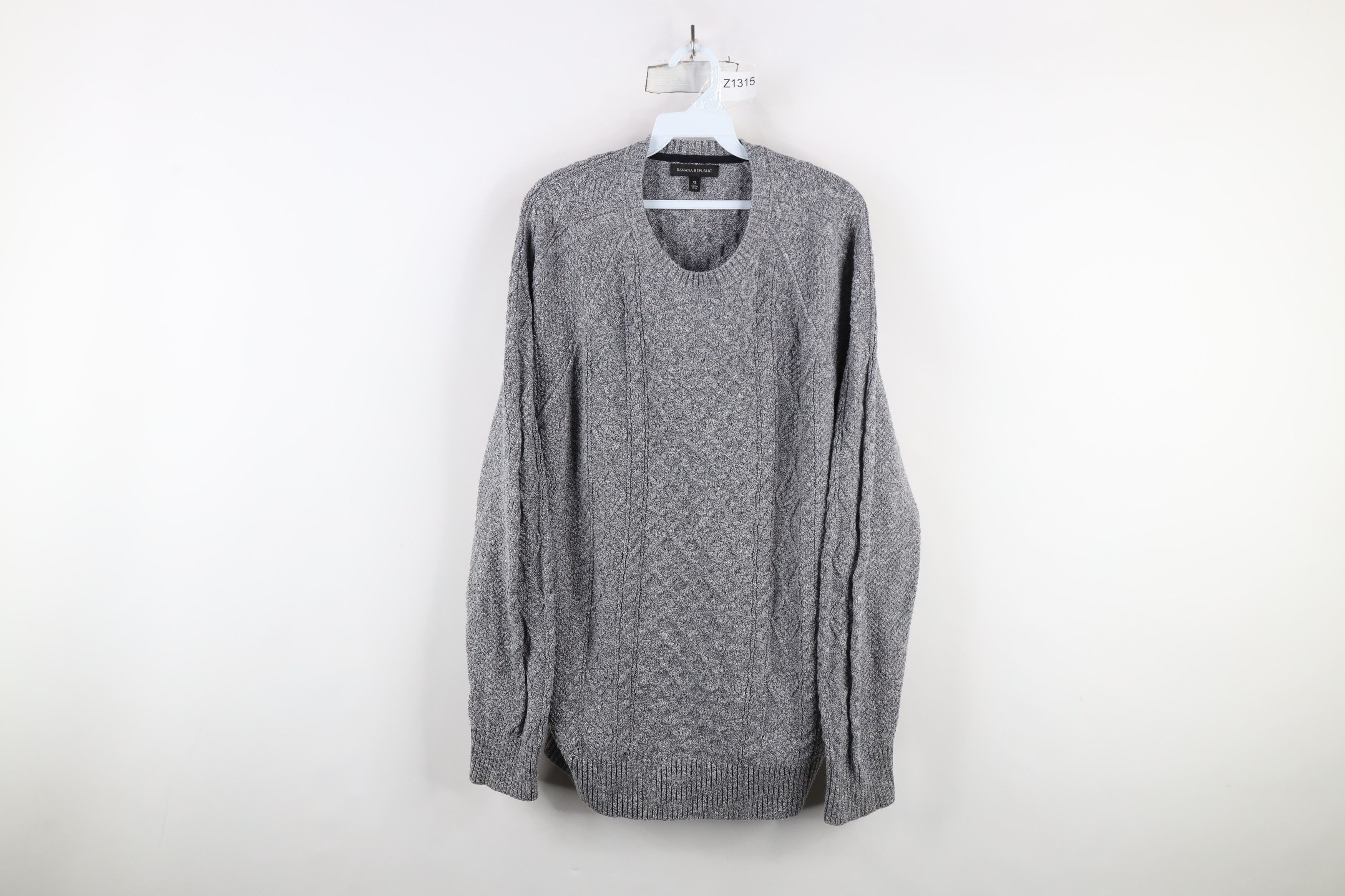 Banana Republic × Vintage Banana Republic Chunky Cable Knit Fisherman Sweater Gray Size US XL / EU 56 / 4 - 1 Thumbnail