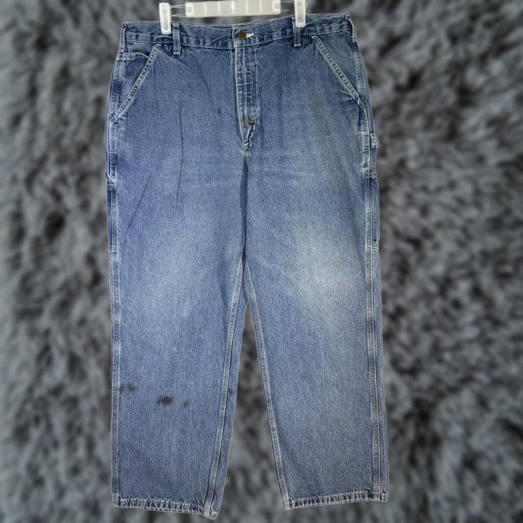 Carhartt Carhartt Jeans Mens 38x30 Blue Denim B13-DST Loose Original Fit Workwear Utility Jeans Mens Blue Denim Relaxed 90s Bohemian Size US 38 / EU 54 - 1 Thumbnail