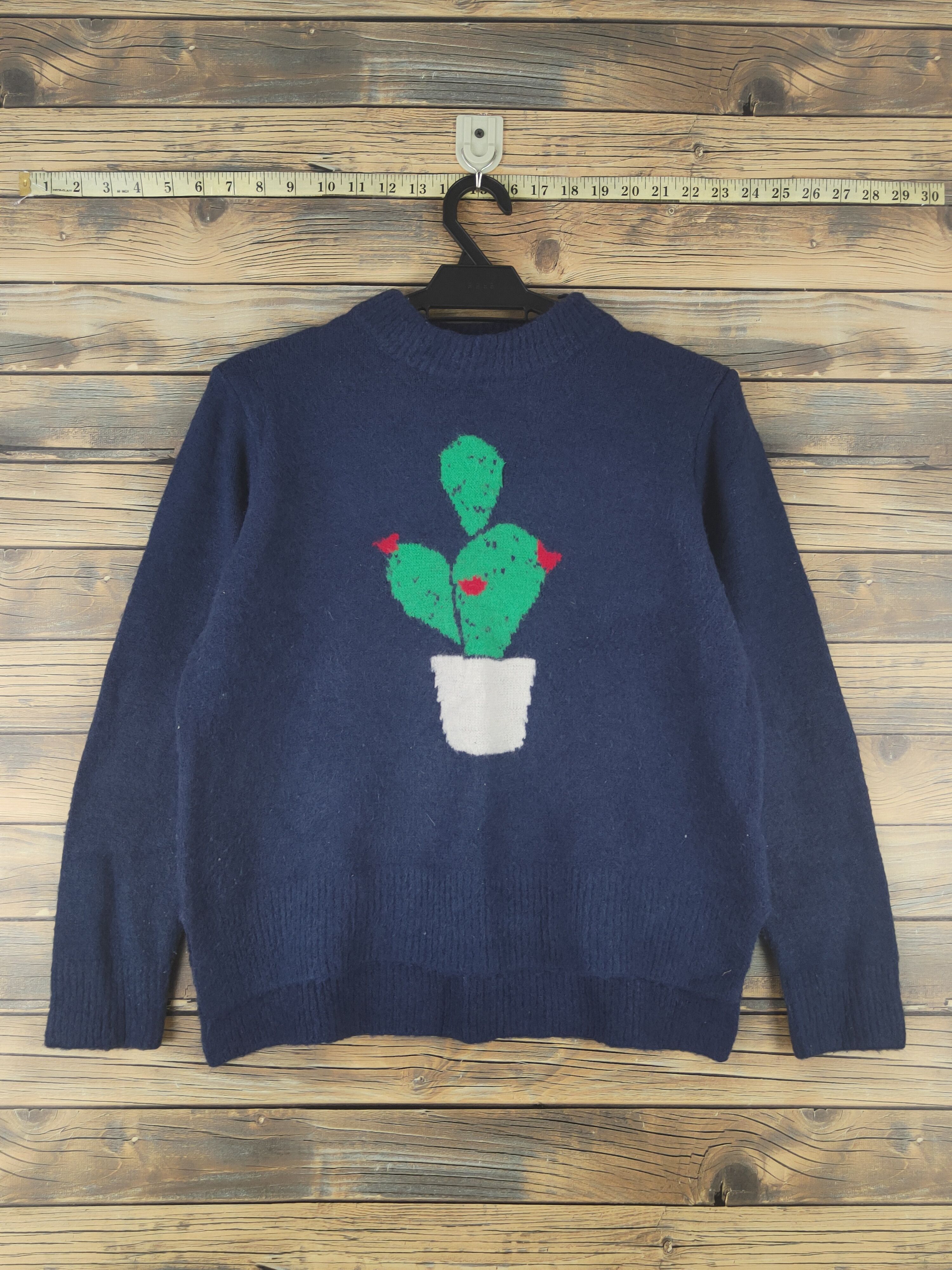 Homespun Knitwear Temt Navy Cactus Knitwear Sweatshirts #W1212 Size S / US 4 / IT 40 - 1 Thumbnail