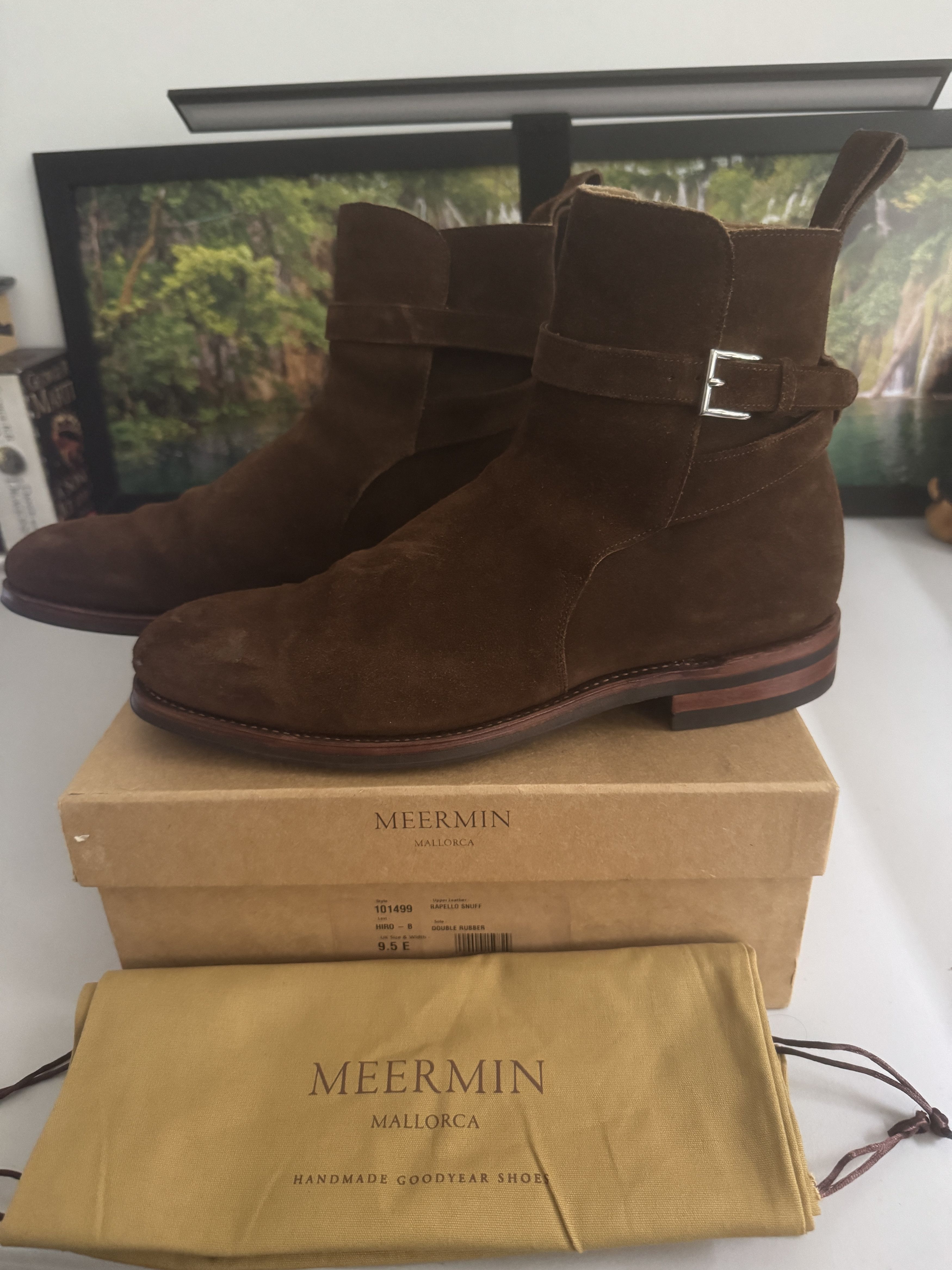 Meermin Meermin Handmade Brown Italian Suede Chelsea Jodphur Boots Size US 10.5 / EU 43-44 - 3 Thumbnail