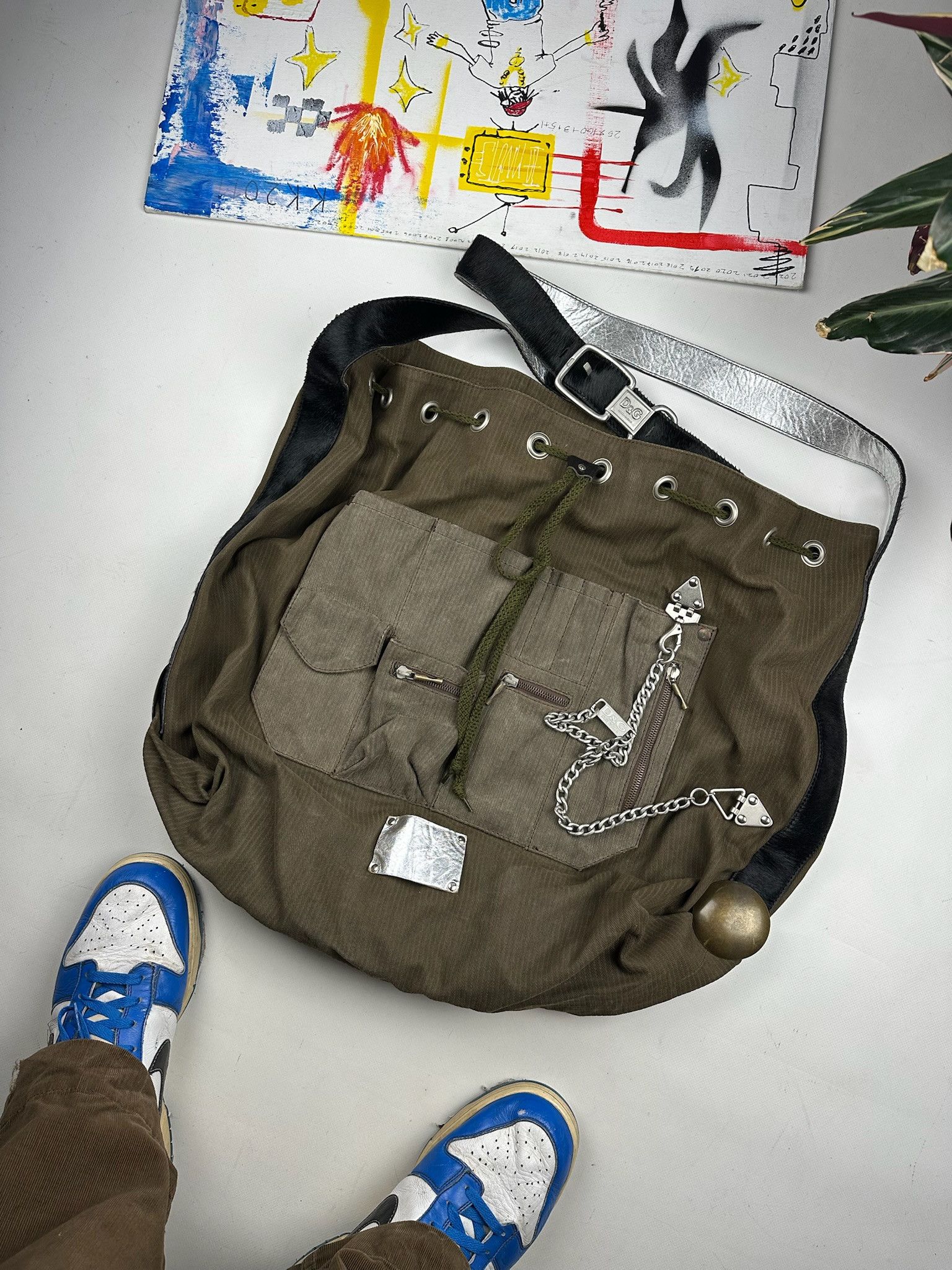2000s Dolce & Gabbana Black army Cargo Shoulder Bag