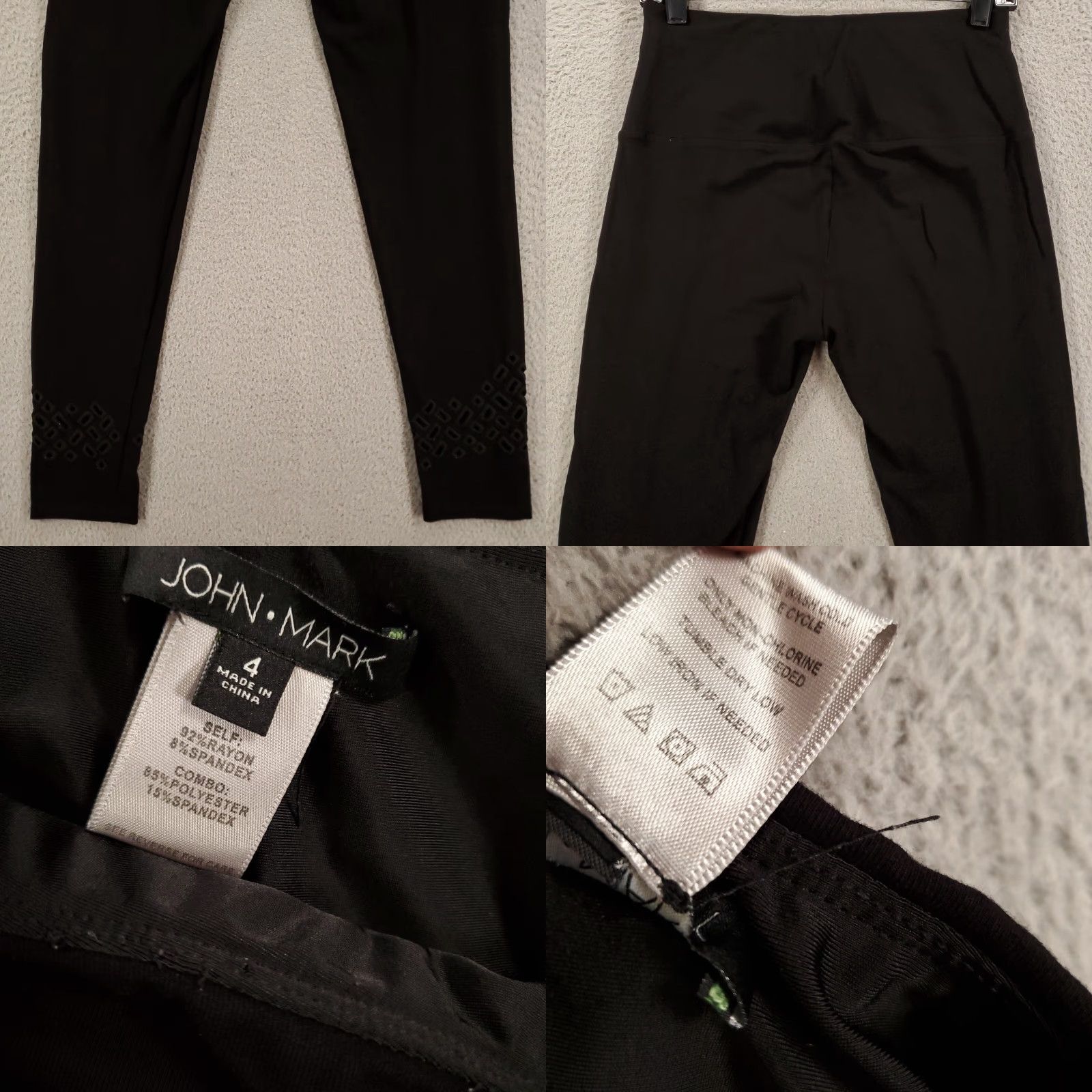 Vintage John Mark Leggings Womens 4 Black Ankle Stretchy Pullon Inseam 28in Spandex Viscose Activewear Casual 90s Athleisure Womens Size 27" / US 4 / IT 40 - 8 Thumbnail