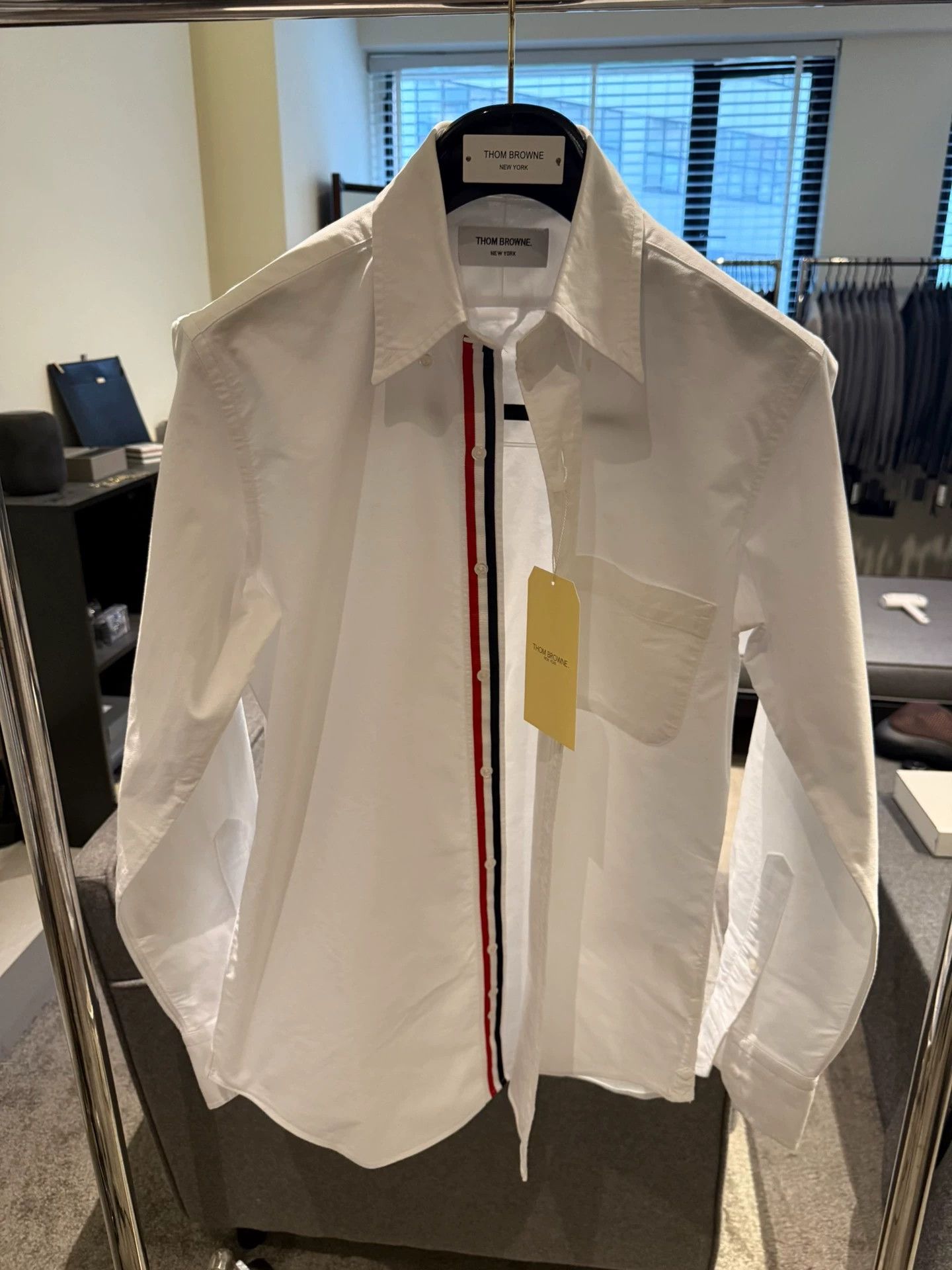 Thom Browne Thom Browne Color-Blocked Placket Oxford Shirt White 2 Size US M / EU 48-50 / 2 - 1 Thumbnail
