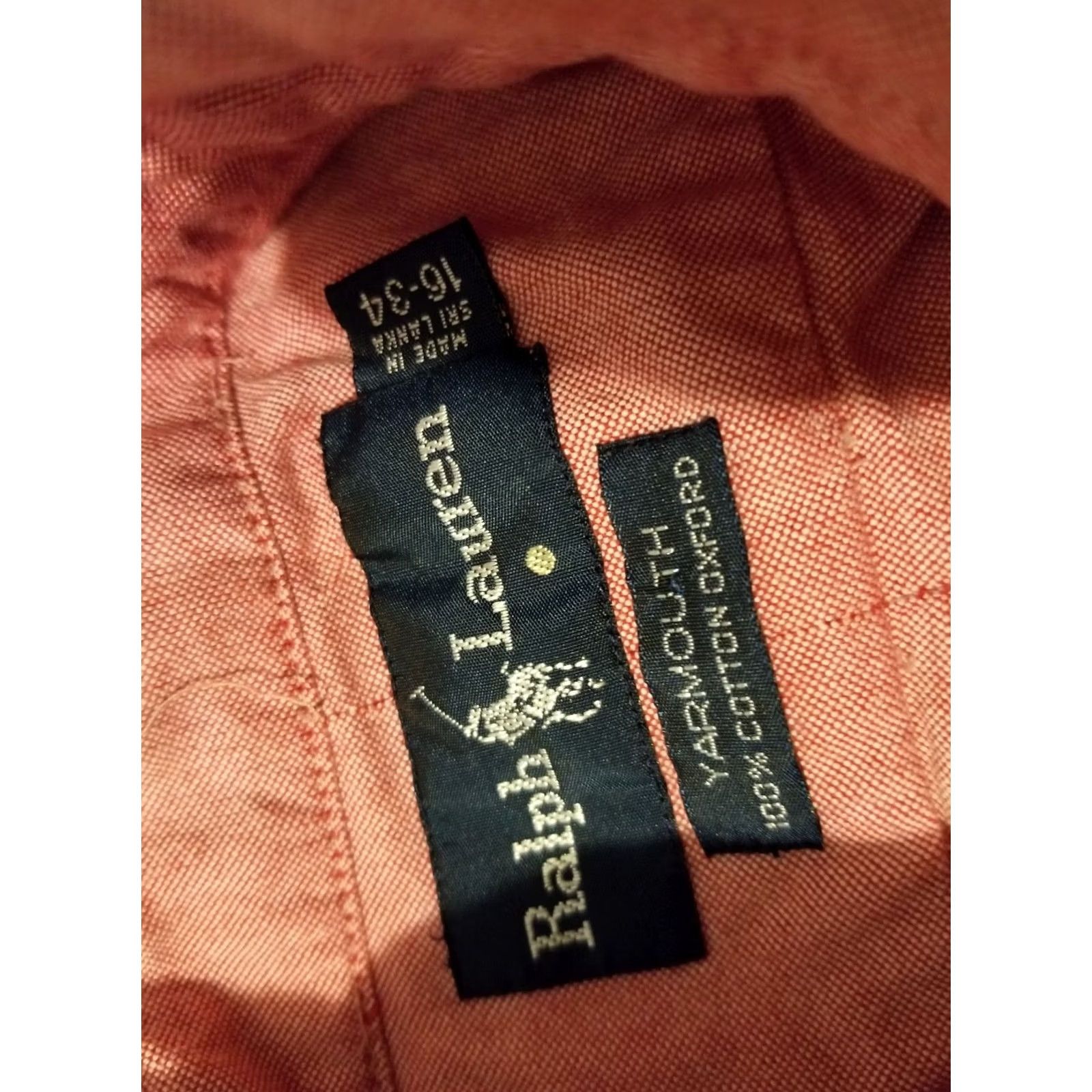 Polo Ralph Lauren VINTAGE not included; just: Polo Ralph Lauren Dress Shirt Mens 16 Pink Cotton Button Collar Long Sleeve Classic 16 in Regular 34 Size 42R - 3 Thumbnail
