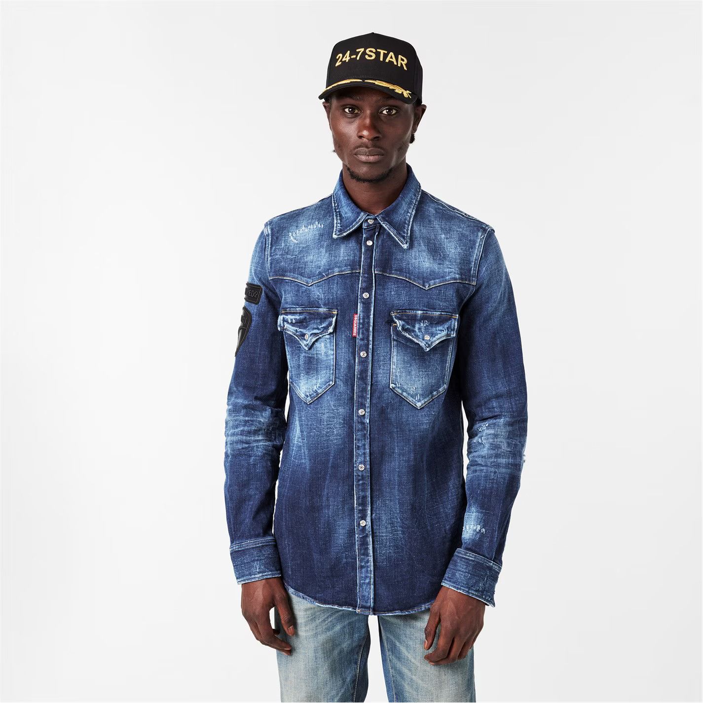 Dsquared2 o1g2r1mq0426 Long Sleeve Denim Shirt in Blue Size US L / EU 52-54 / 3 - 3 Thumbnail