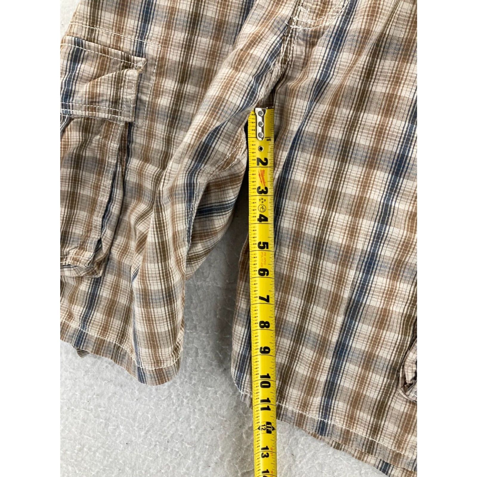 Levi's Levis Mens 36 Cargo Shorts Beige Tan Plaid Khaki Extra Large XL Size US 36 / EU 52 - 4 Thumbnail