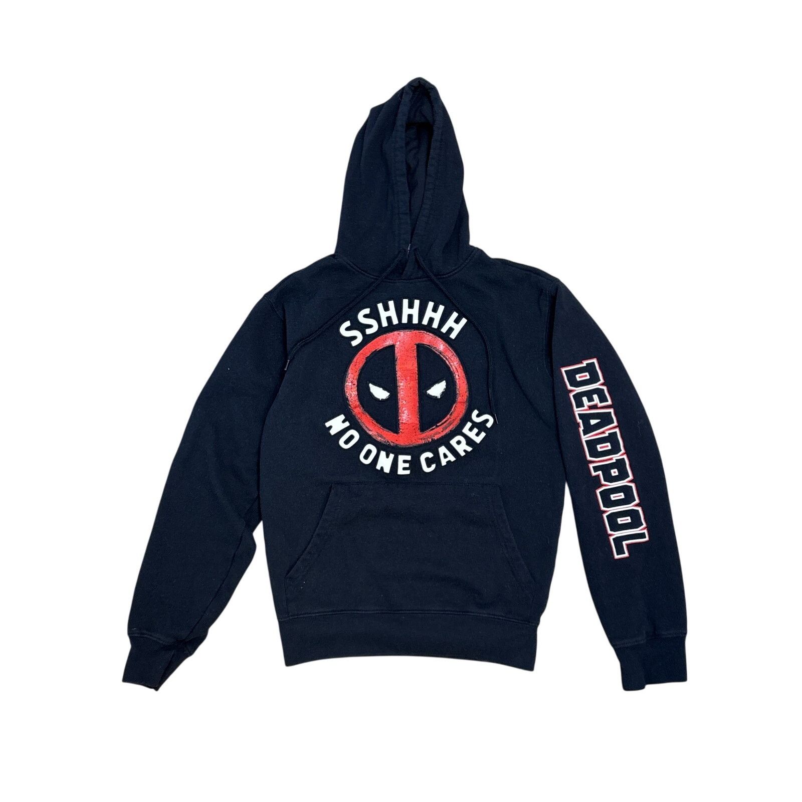 Marvel Comics Deadpool Sshhhh No One Cares Graffiti paint print hoodie XS Size US XS / EU 42 / 0 - 1 Thumbnail
